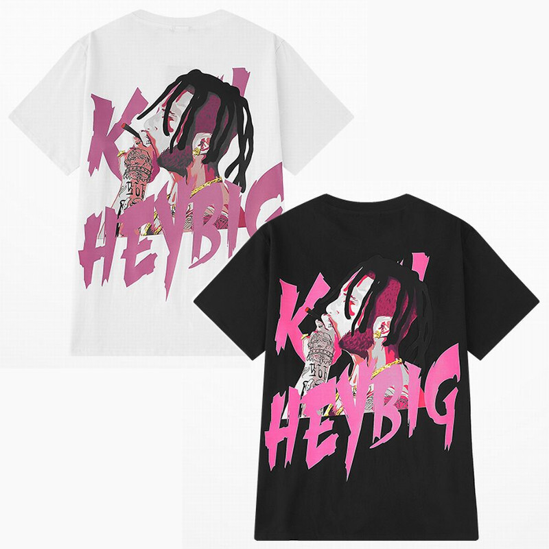 韓国ファッション Tシャツ ユニセックス 半袖 Tシャツ メンズ レディース 英字 タバコを吸ってるドレッドヘアの男性 バックプリント オーバーサイズ 大きいサイズ ルーズ ストリート