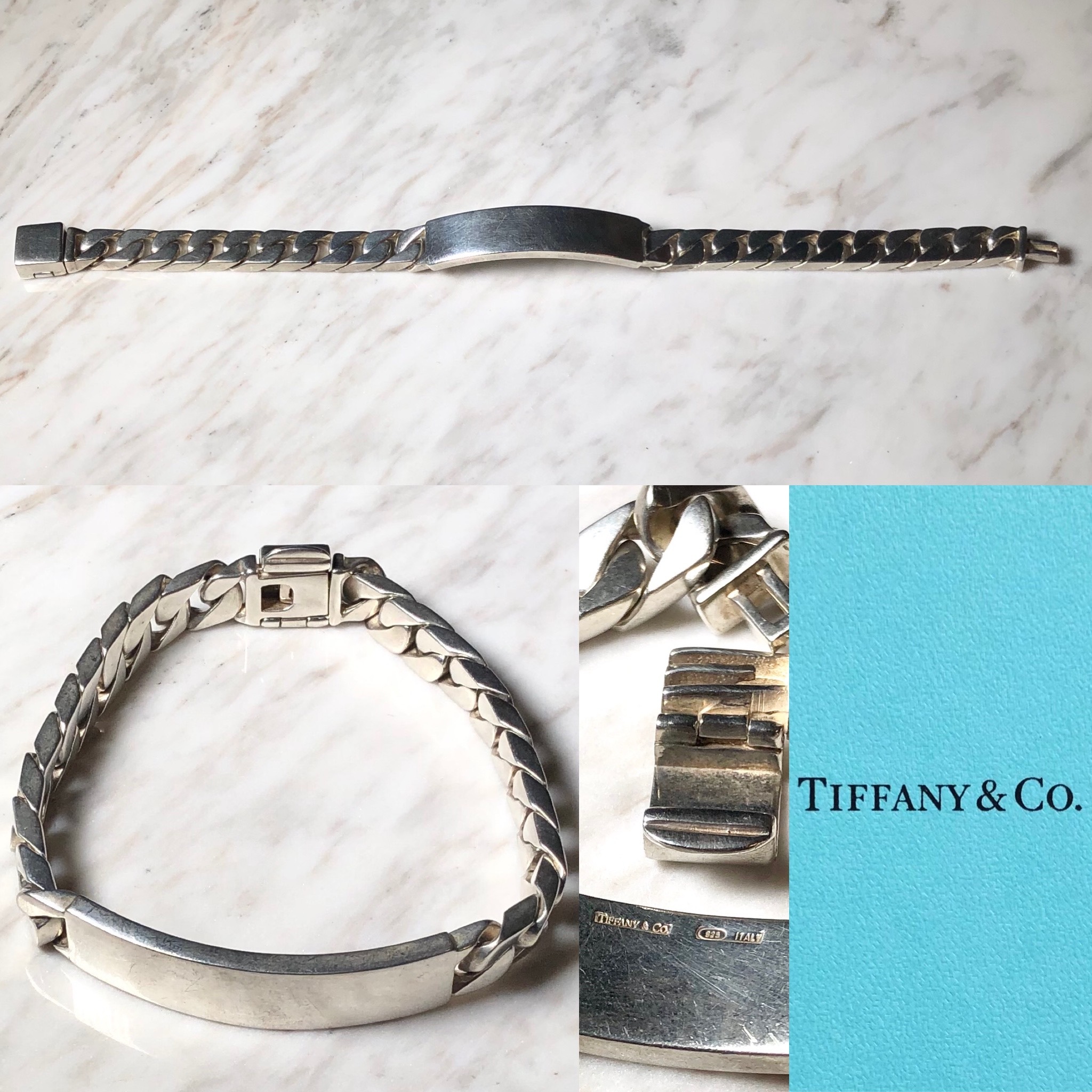 Tiffany Flat Link Chain Silver Id Bracelet Noir Online
