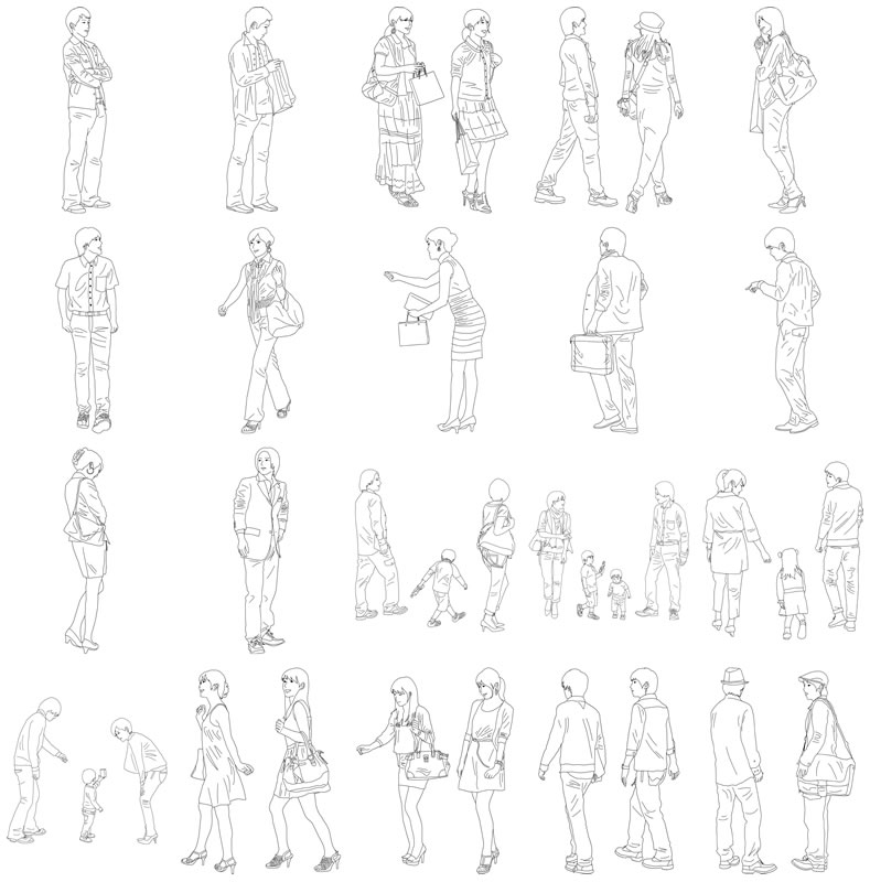 人物線画SketchUp素材 4up_line01_20_4 - 画像4