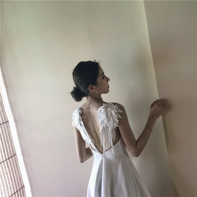 水着 ワンピース ワンピース水着 Vネック ビーチスカート エンジェル カジュアル 健康的 ホワイト リゾート プール 海 バカンス Db0028 Dbstyle 海外アパレル 韓国ファッション