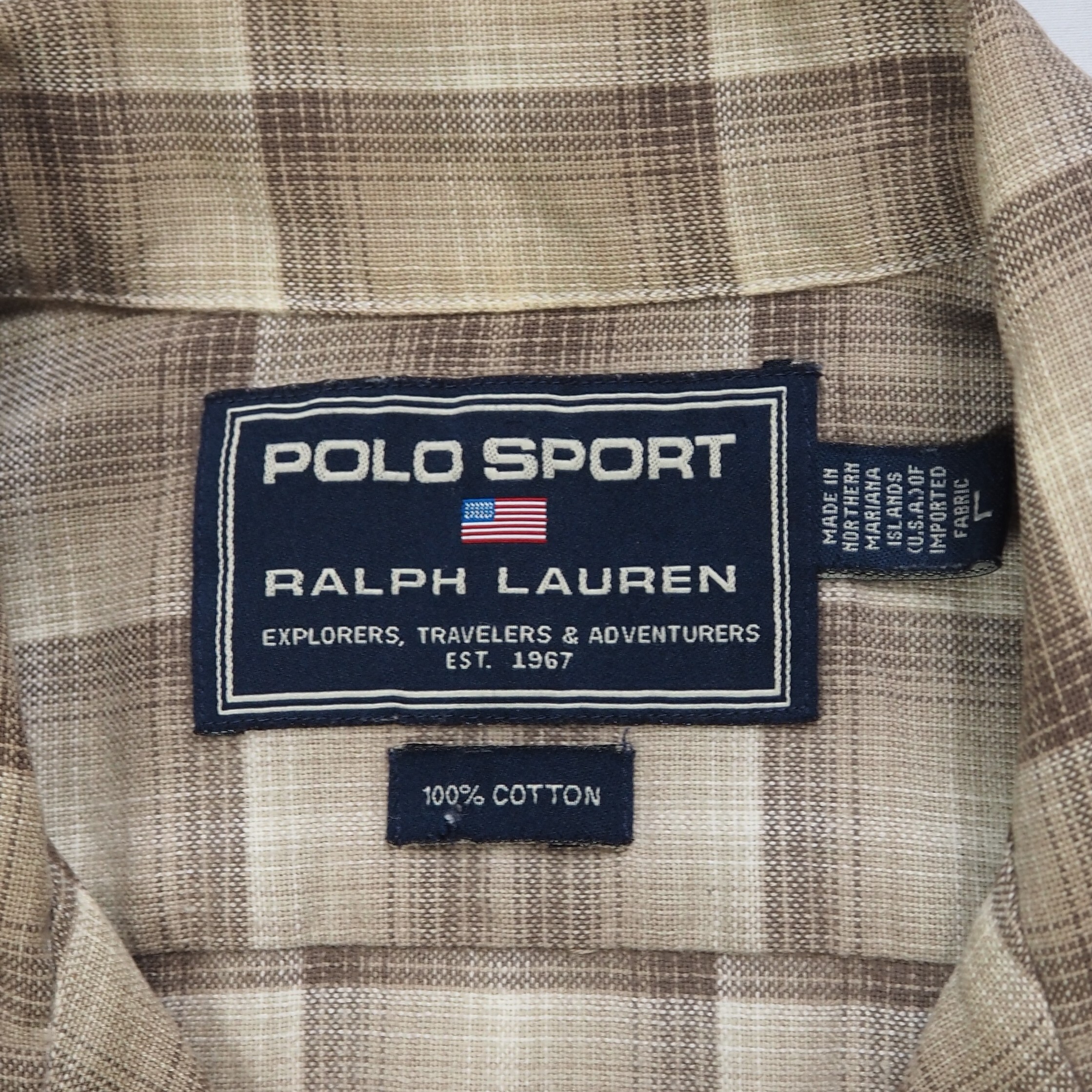 【9/23 20:00入荷】90's POLO Sports シャツ オンブレ ブラウン Lサイズ の画像 6