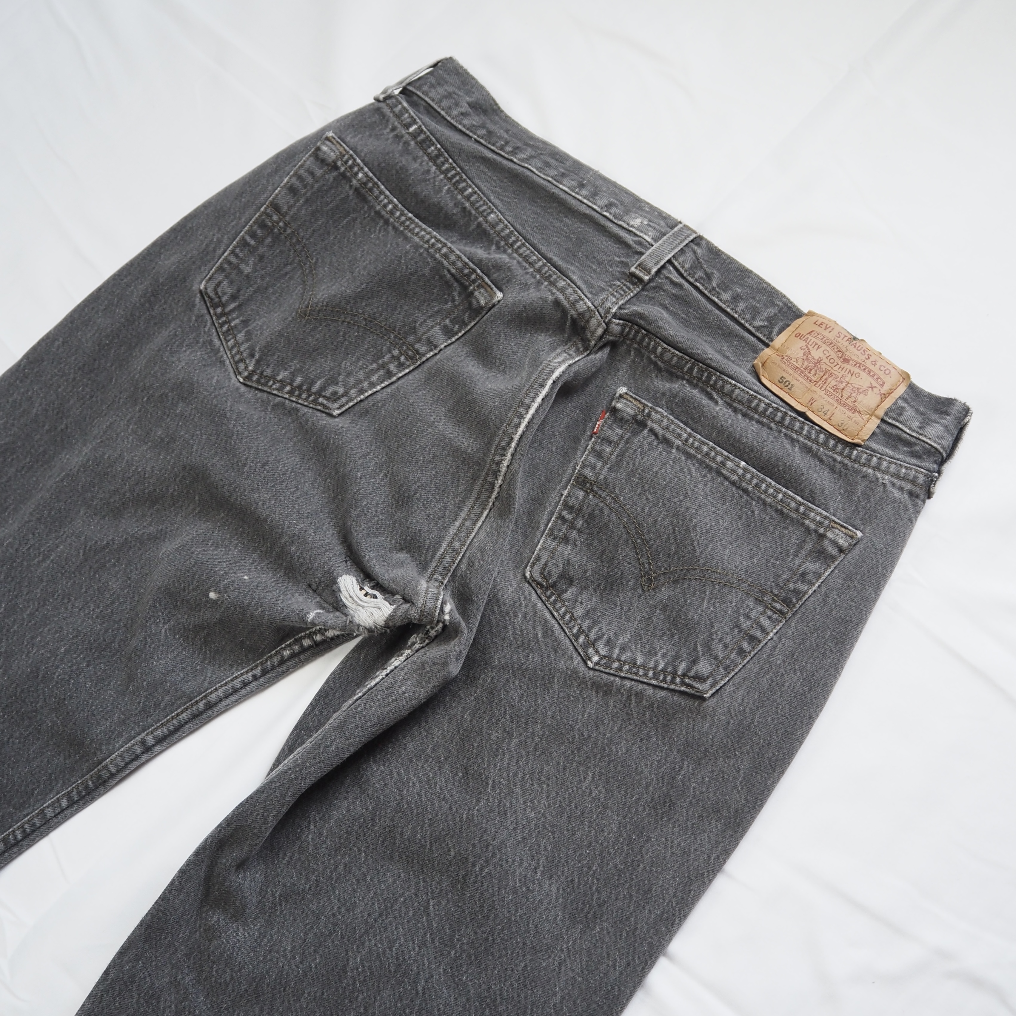 90’s Levi’s 501 先染めブラックデニム 34×30 の画像 12