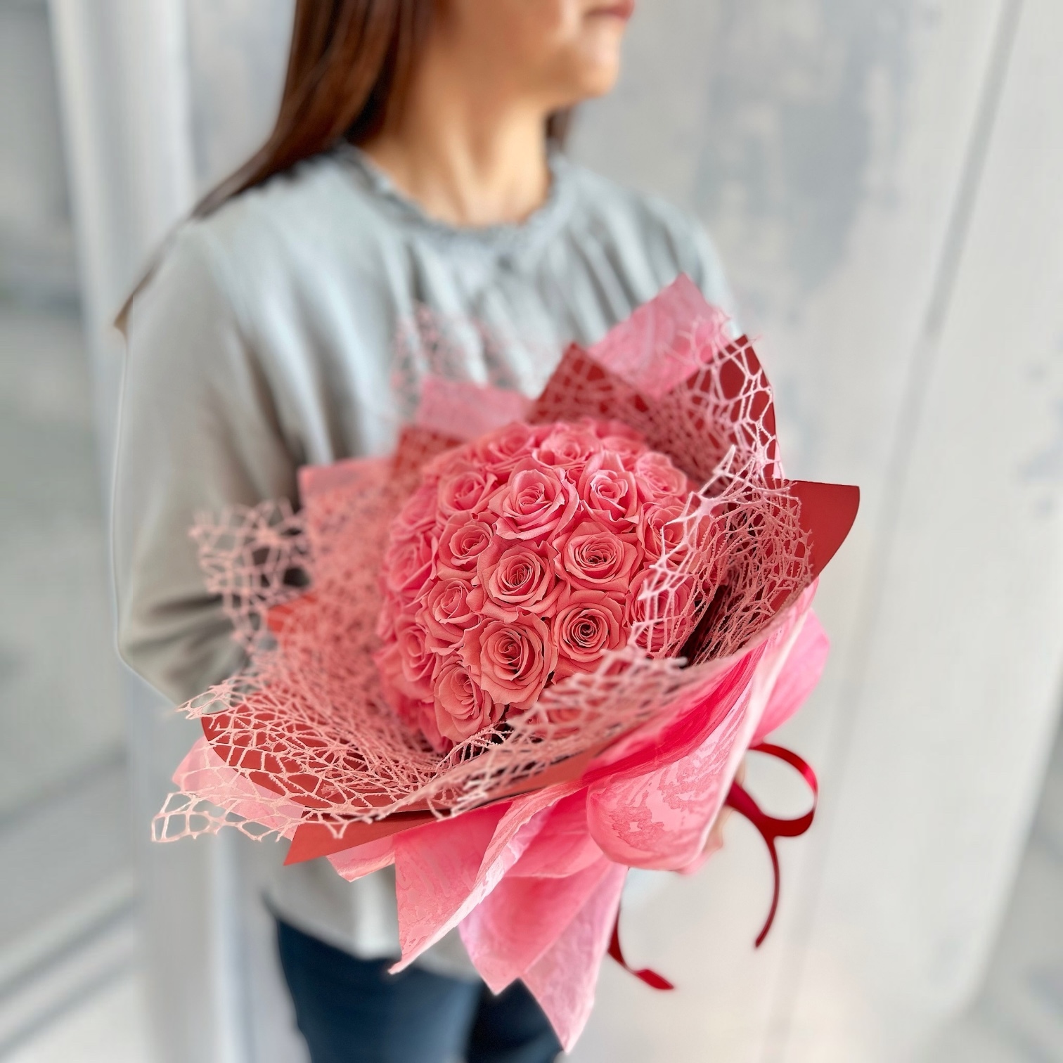 商品一覧 花束 プロポーズ花束|ピンク薔薇40本|プリザーブドフラワー|離島含む沖縄県内配送可(宅配便可)