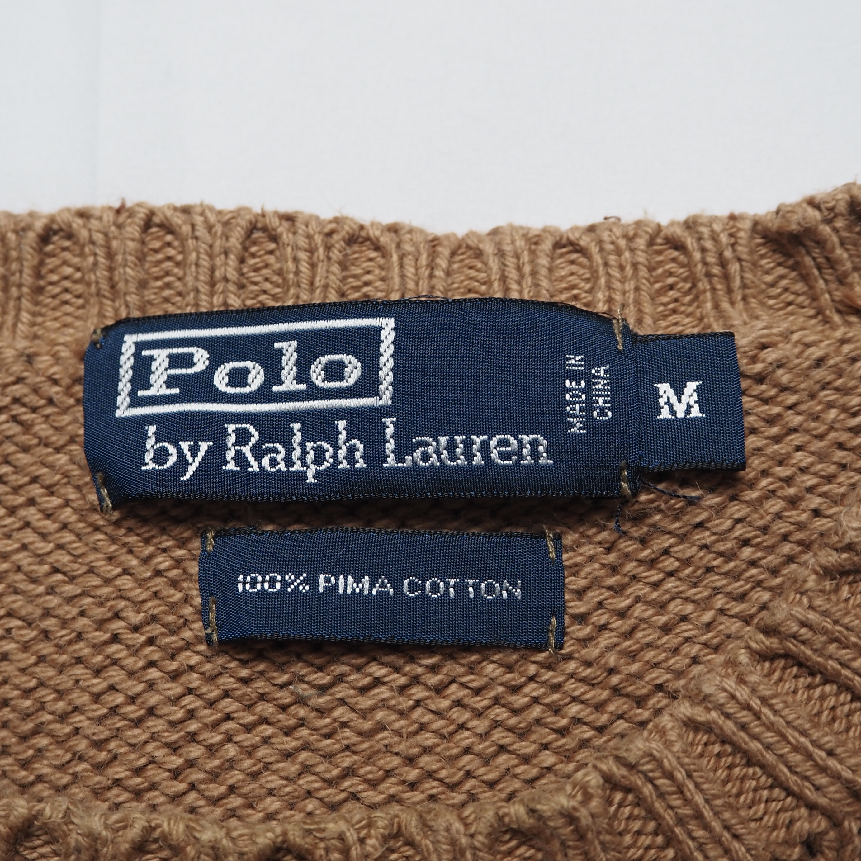 90’s Ralph Lauren ワンポイントコットンニット ブラウン Mサイズ の画像 8