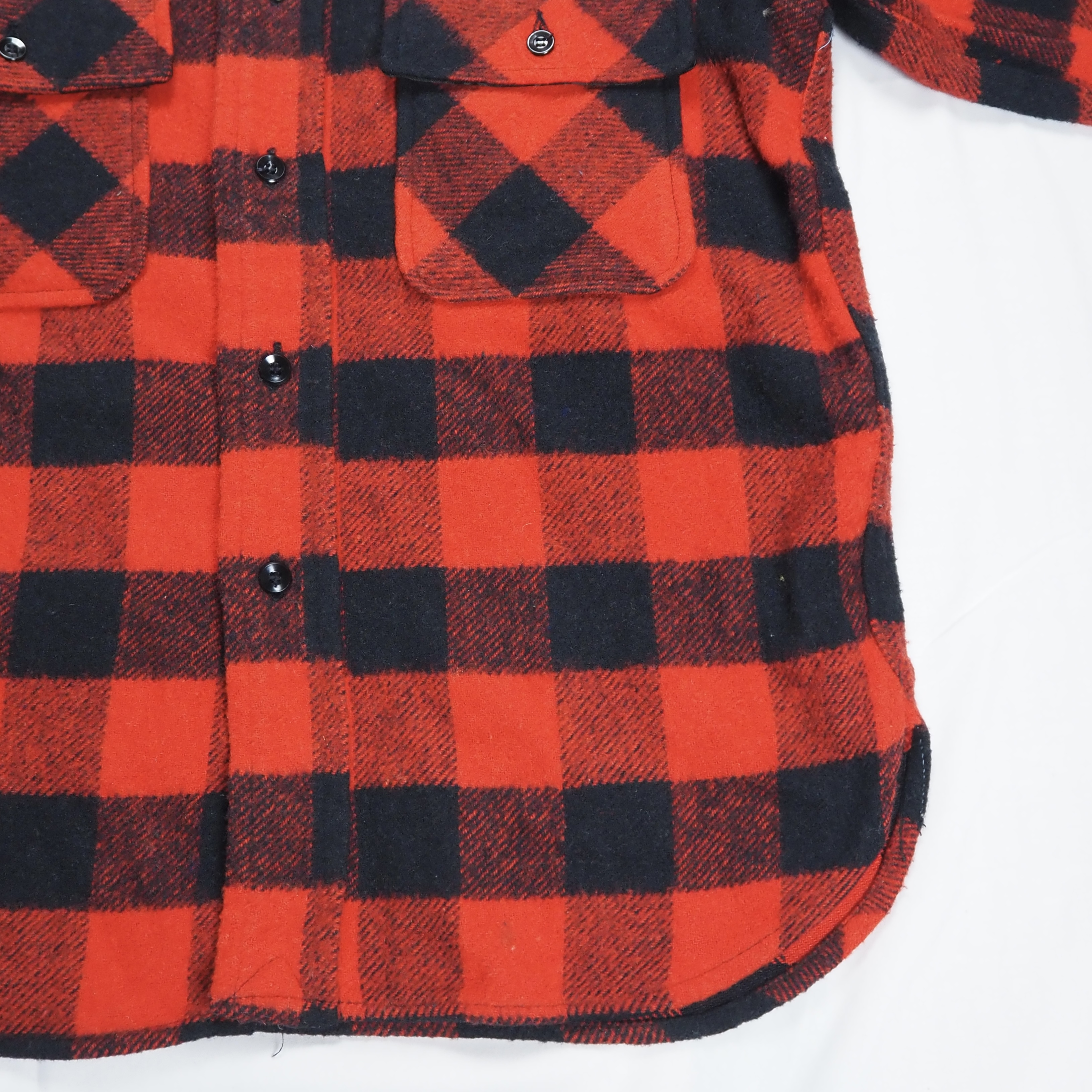 70’s J.C. Penny フランネルシャツ Mサイズ レッド×ブラック ブロックチェック Mサイズ マチ付き オンライン限定商品 の画像 6