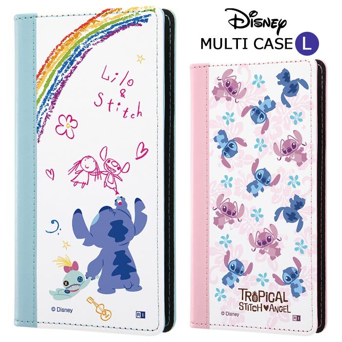 多機種対応 ディズニー リロ スティッチ 汎用 手帳型ケース Flex Lサイズ 大きめ 手帳型 手帳 ケース カバー マルチ フリップ ダイアリー キャラクター かわいい グッズ スティッチ Stitch Galaxy Aquos Xperia Iphone Arrows 多機種 スマホケース スマホカバー S In