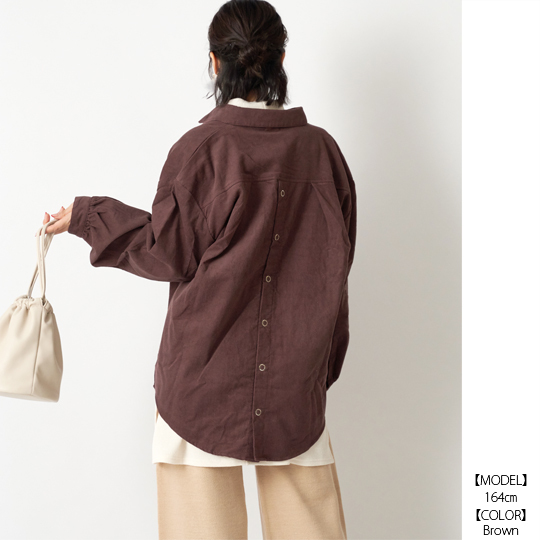 16w コーデュロイ 後ろリングドット タック入りオーバーサイズシャツ No10
