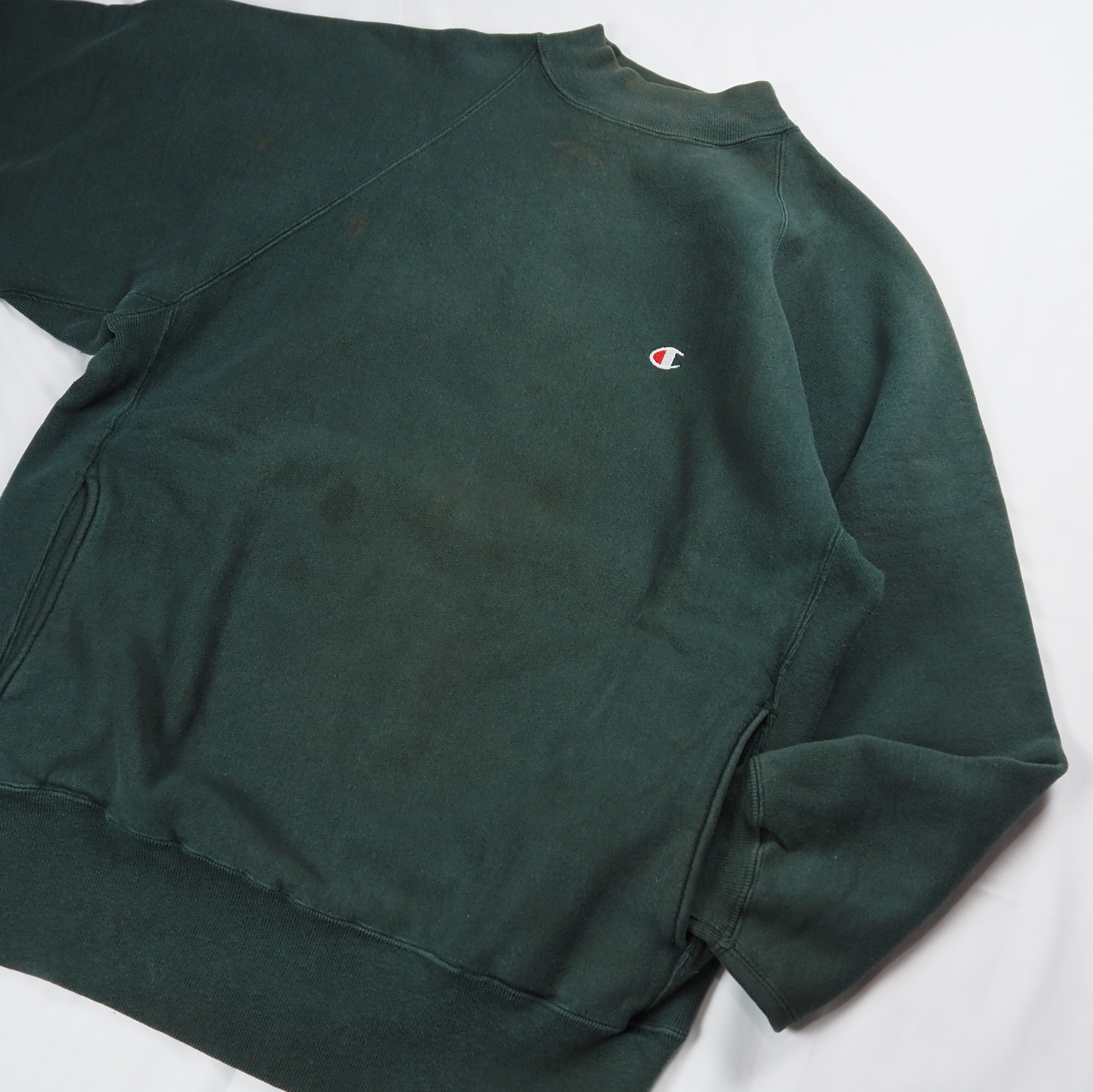 【9/23 20:00入荷】90's Champion リバースウィーブ モックネック XL グリーン の画像 8