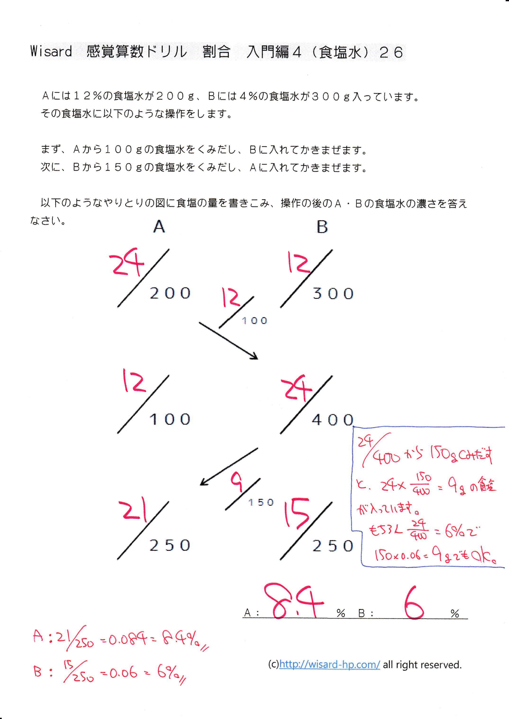 感覚算数ドリル 割合 入門編4 食塩水 Wisardnet 中学受験算数を攻略する教材サイト