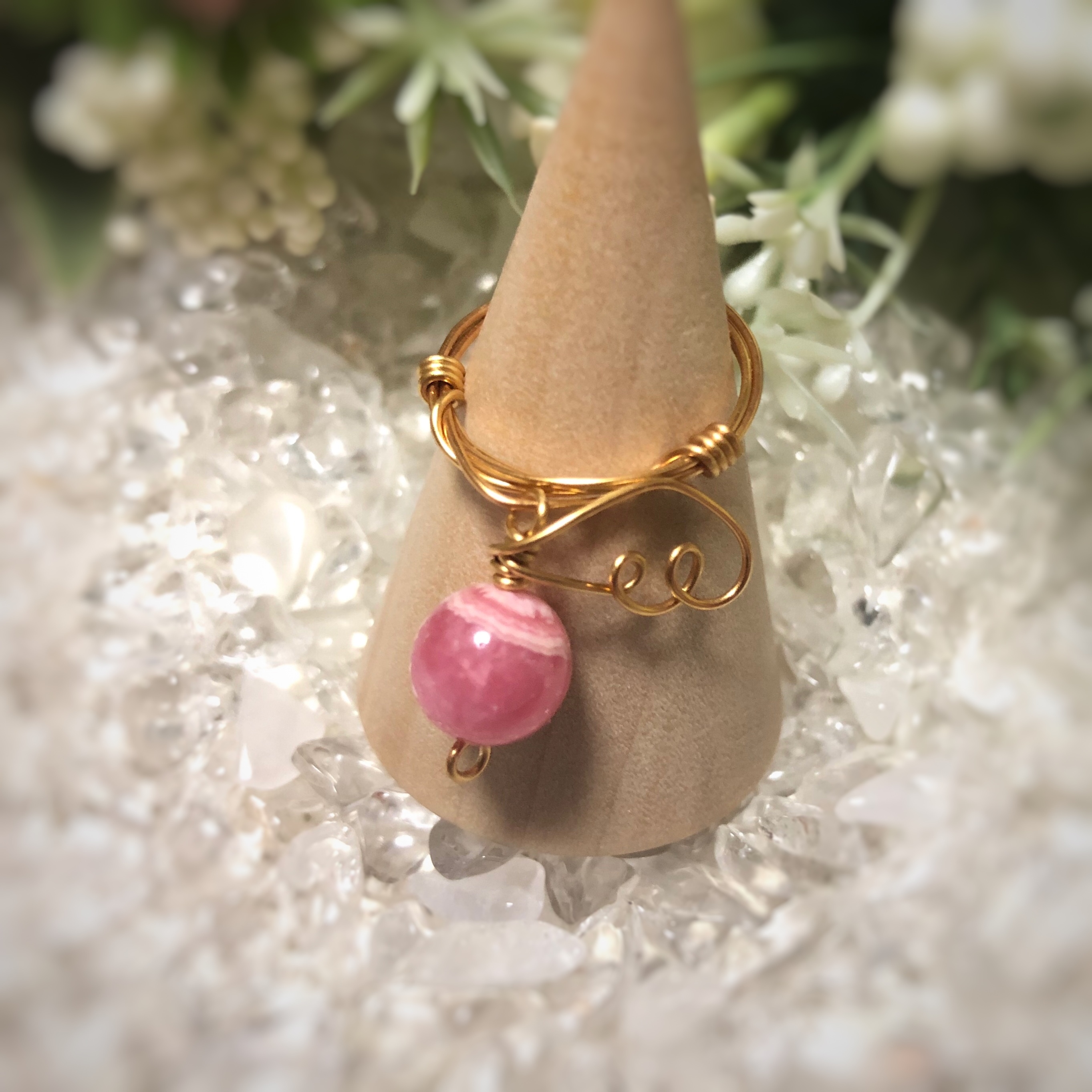 R015 インカローズ ワイヤーリング 9号 天然石アクセサリー Blooms R015 インカローズ ワイヤーリング 9号 天然石アクセサリー Blooms