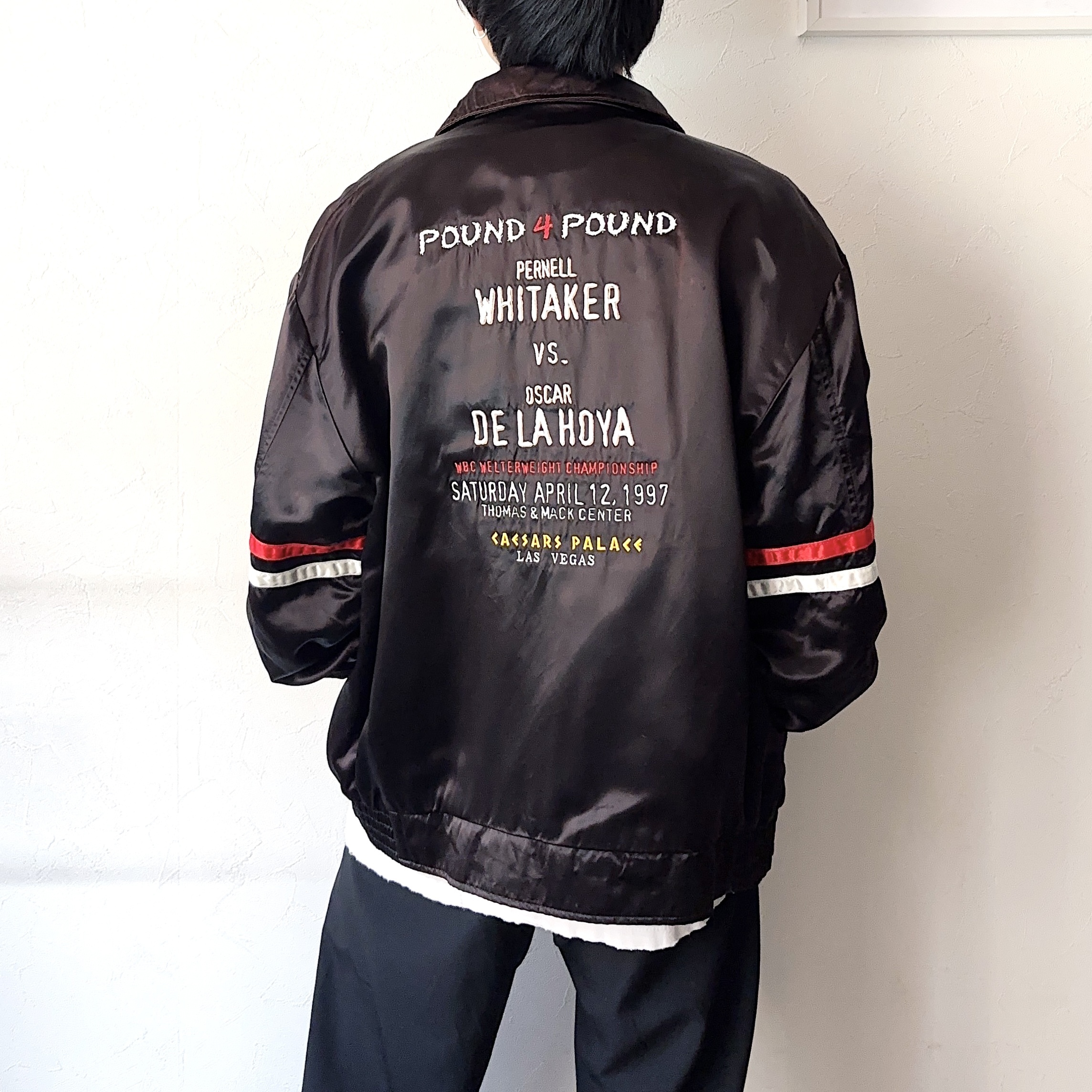 Vintage 90's【CAESARS】"CAESARS PALACE" Faded Satin Jacket の画像 4