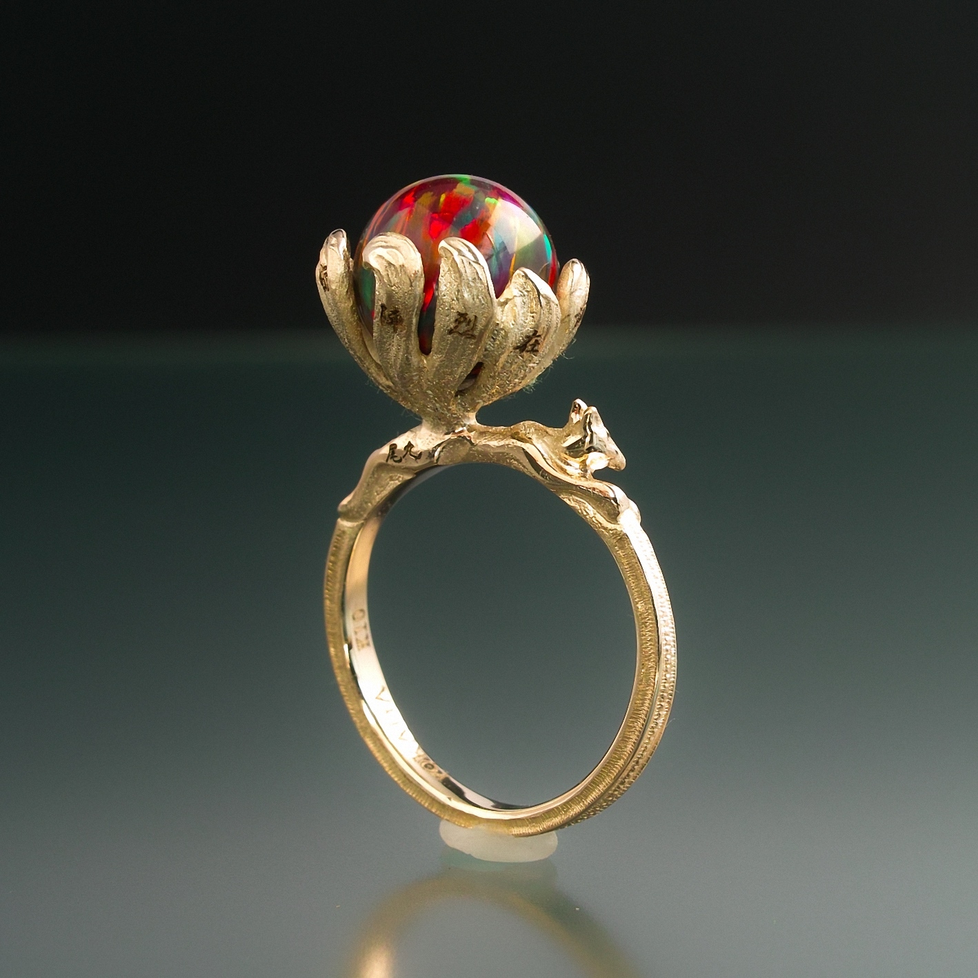 妖怪指輪 神獣 『 九尾の狐 』 10金イエローゴールド*京都オパール