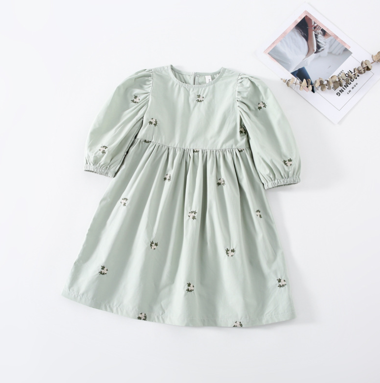 花刺繍 ミントグリーン ワンピース キッズ こども 女の子 予約商品 海外子供服 Primamint プリマミント