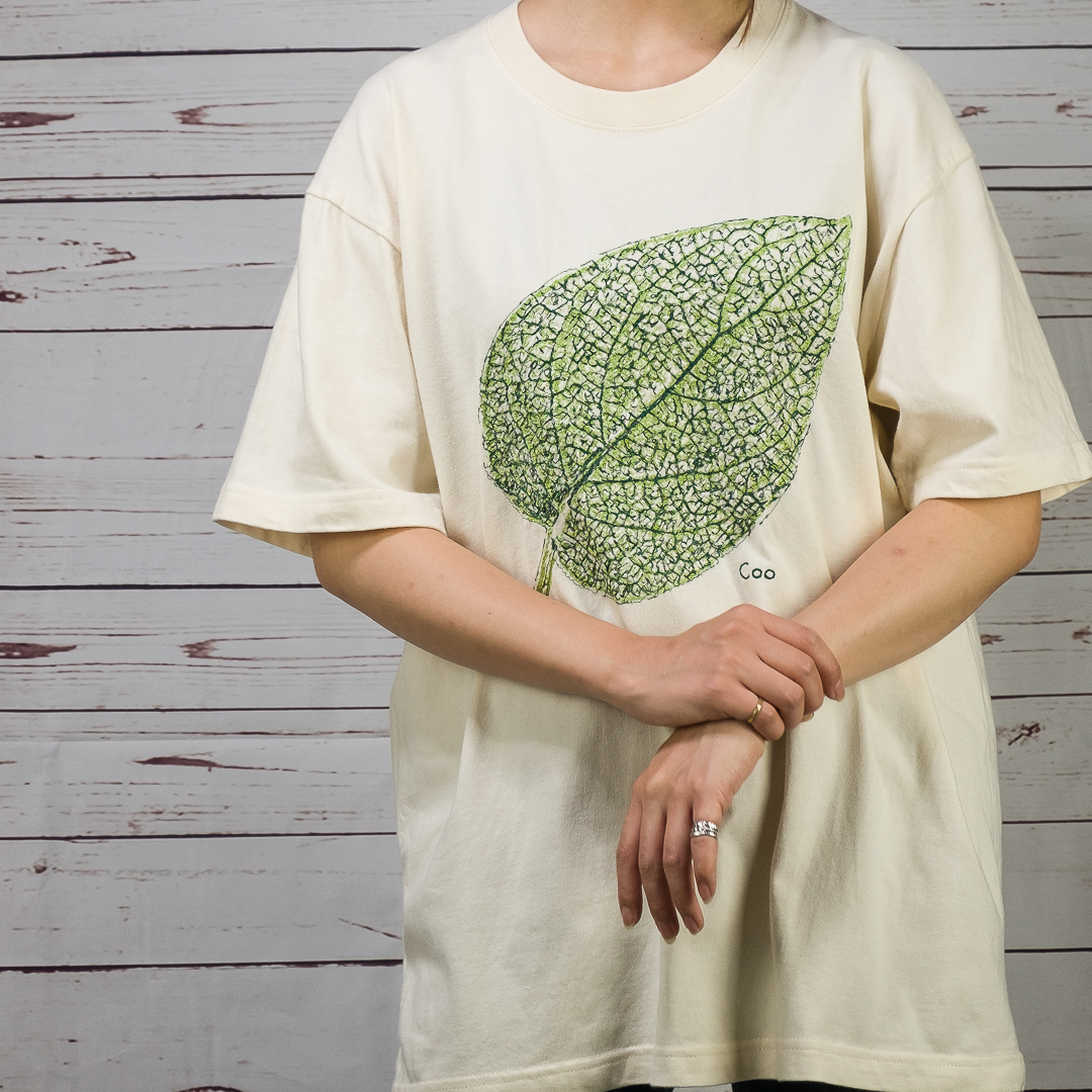 刺繍tシャツ Leafー 2color Embroidery Fashion Coo