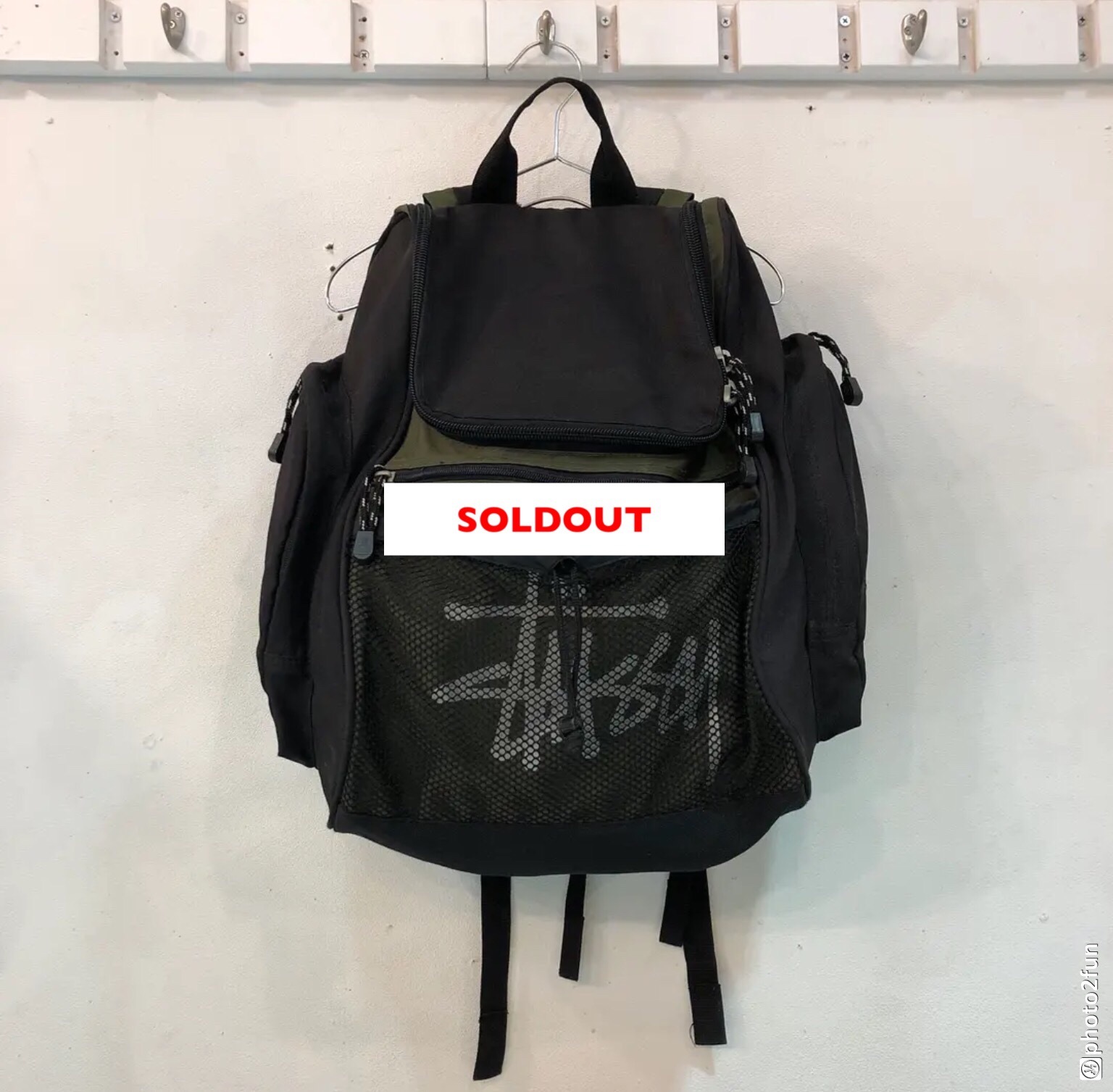Stussy ステューシー リュックサック メッシュ ブラック オリーブ