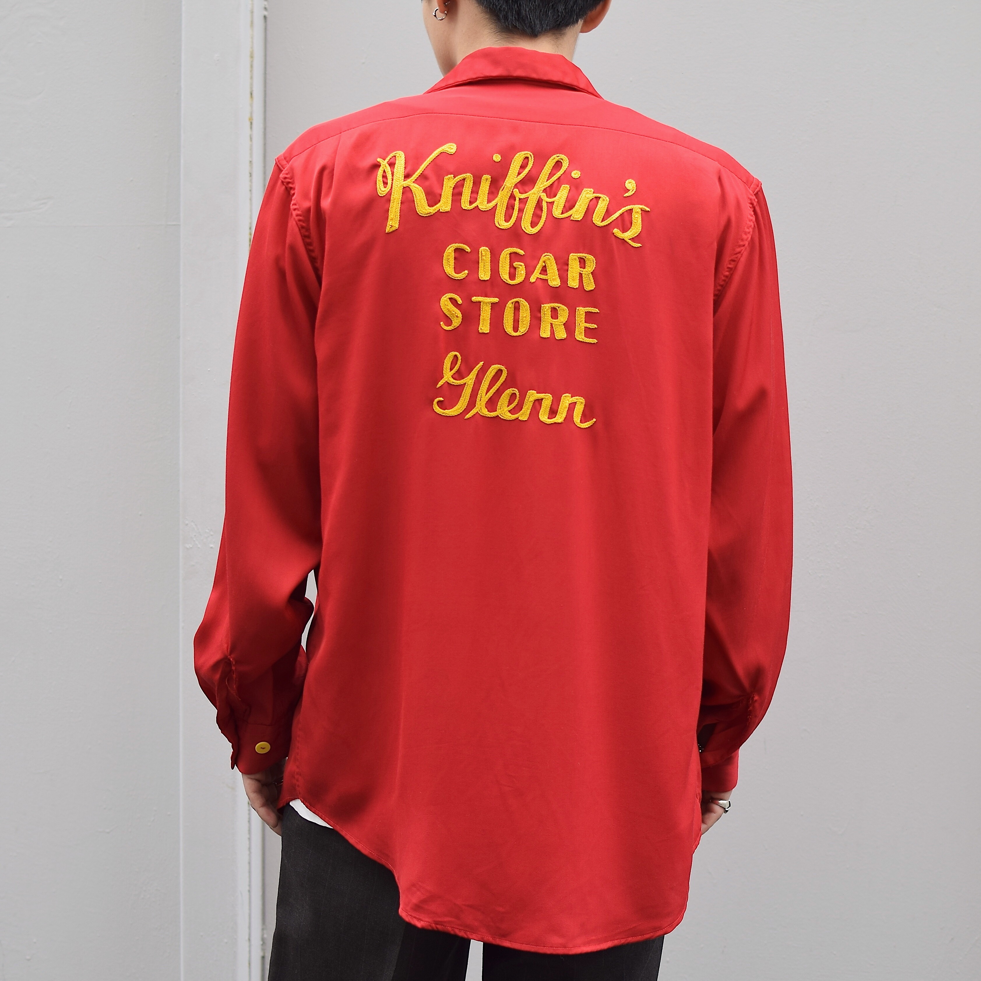 Vintage 50's【The Master Bowler】"Kniffin's CIGAR STORE" Rayon Gabardine Shirt の画像 4