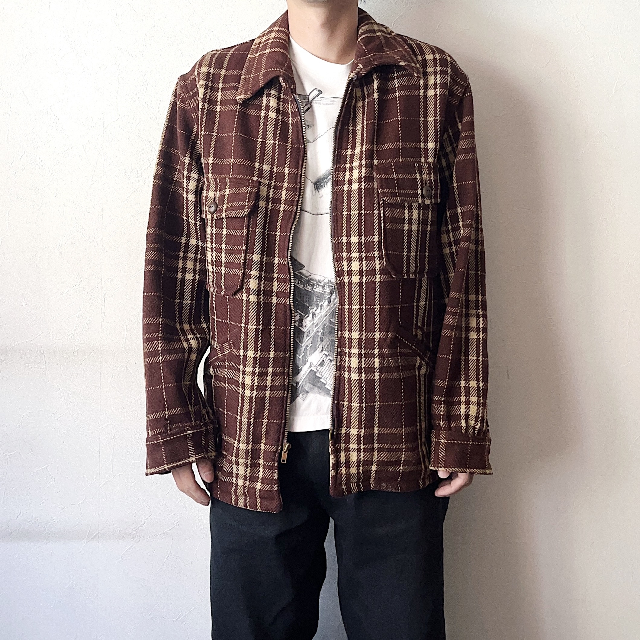 Vintage 60's Grunge Wool Check Jacket の画像 3