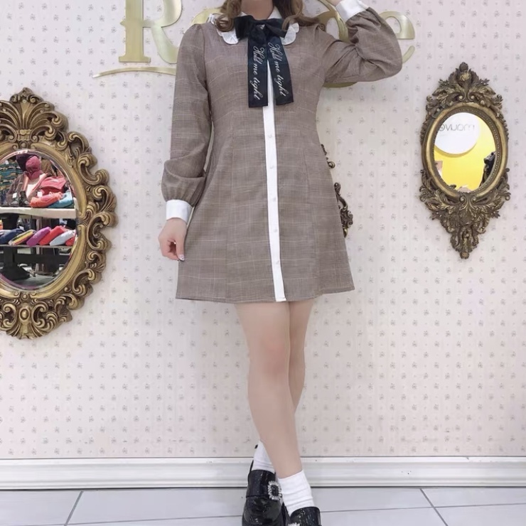 ティーン ロゴリボン付き シャツワンピース Mypri