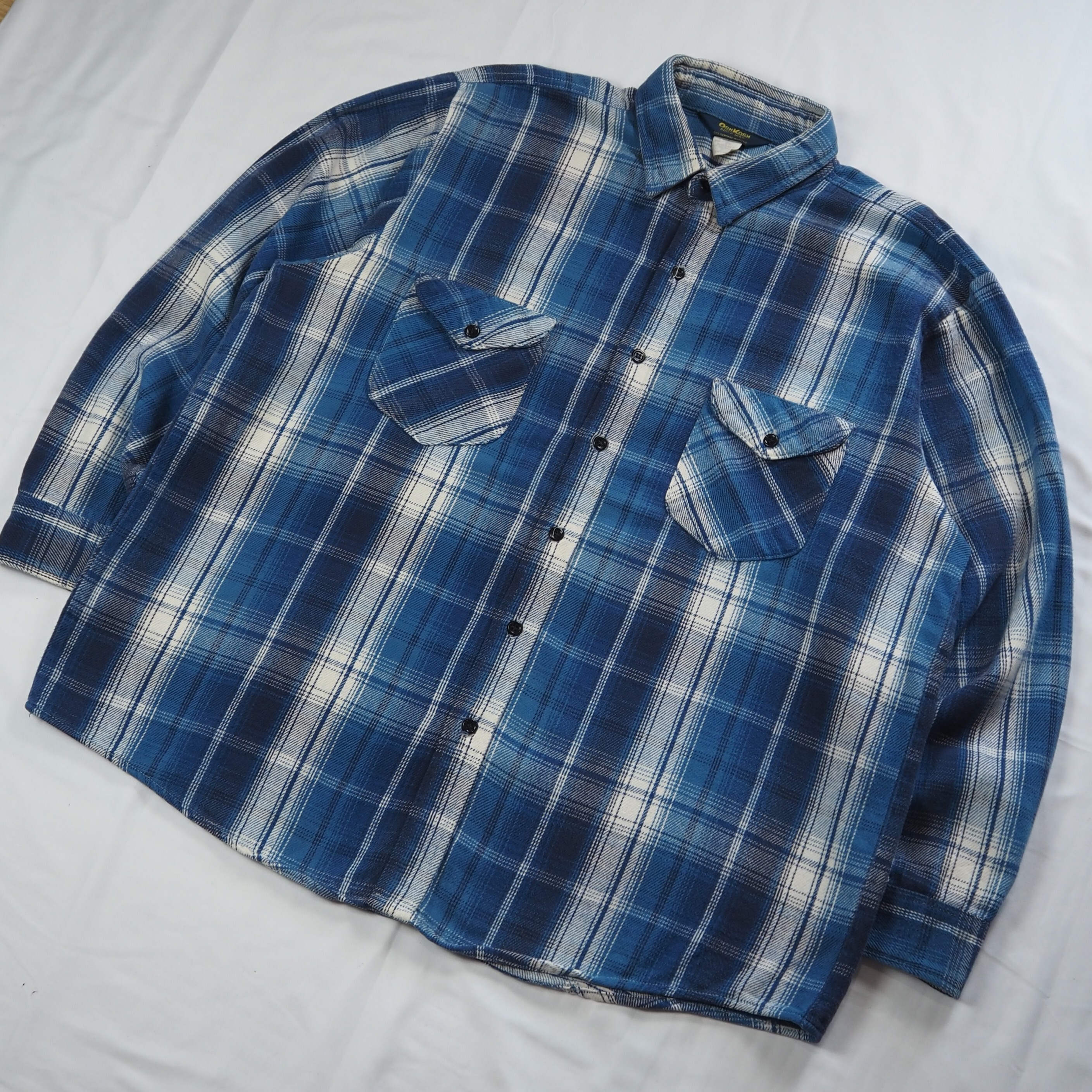 80's Osh Kosh ヘヴィネル ブルー×ホワイト XL程度 の画像 2