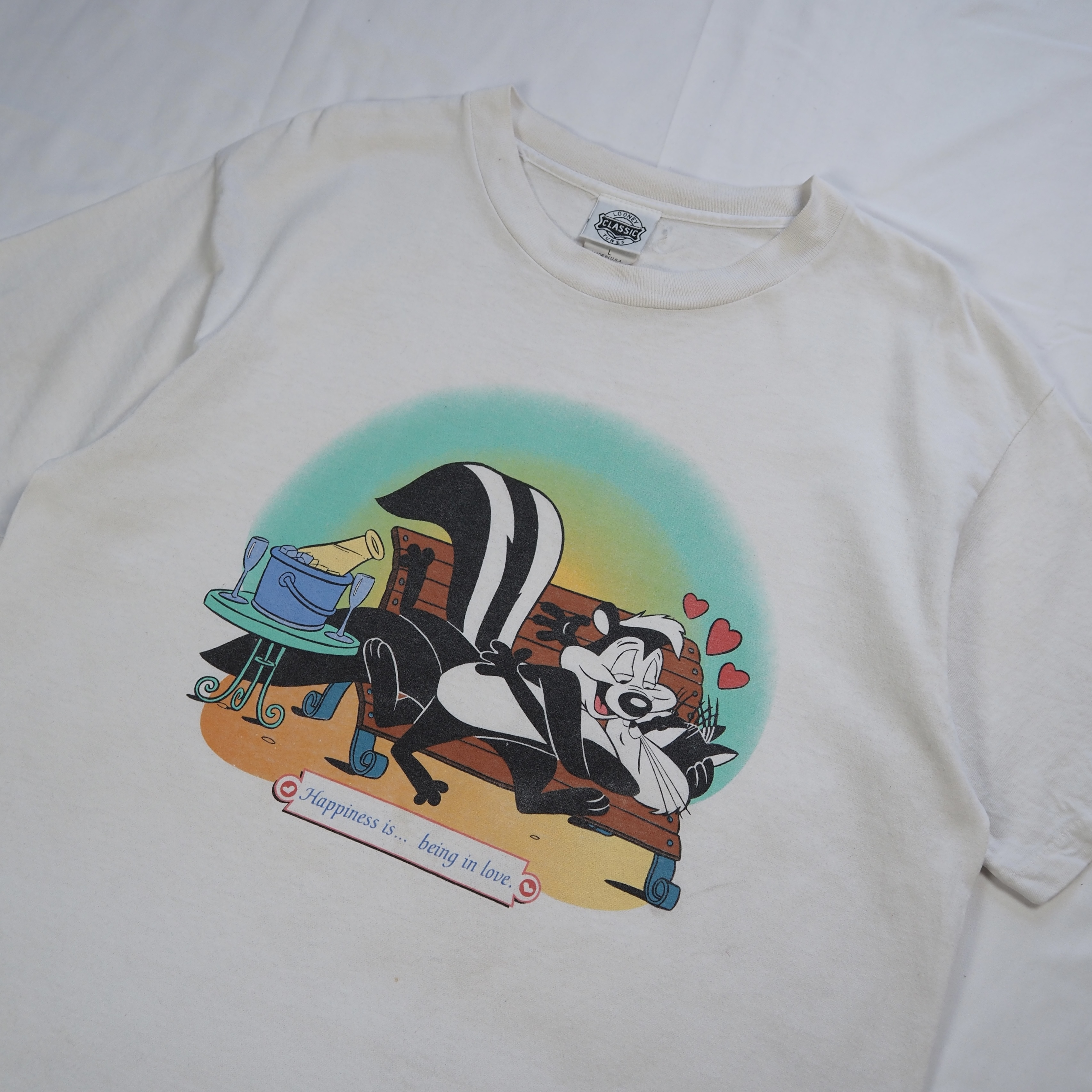 90’s Looney Tunes ぺぺ ル ピュー Lサイズ ホワイト シングルステッチ の画像 2