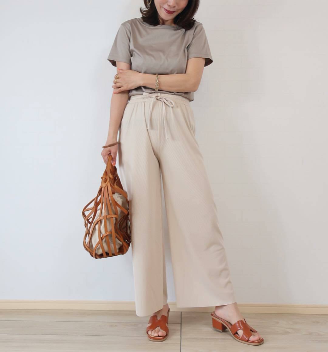 Mamagirl さま 掲載item ガウチョ ワイドパンツ ウエストゴム リボン ハイウエスト ボトムス レディース 春夏 Ladiesfashion Kandk