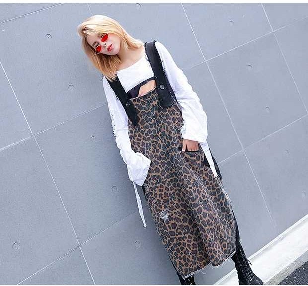 個性的 ヒョウ柄 サロペット ロングワンピース ろりーた ワンピース 個性的 ワンピース Joliefille