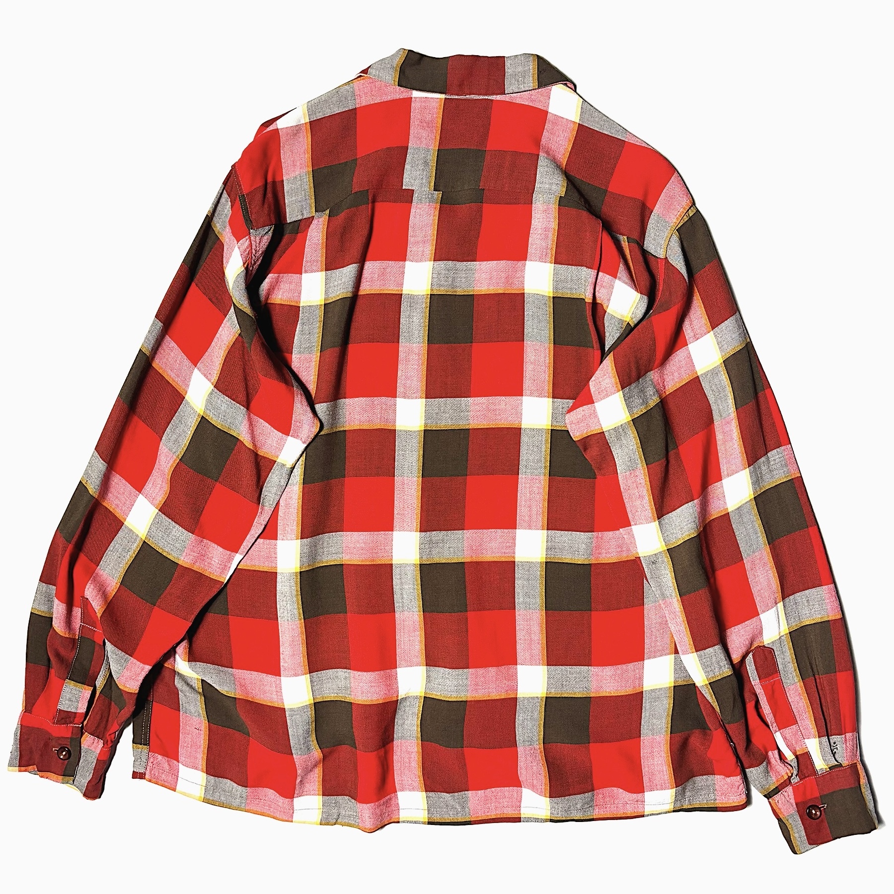 Vintage 50's【Californian】Open Collar Rayon Check Shirt の画像 2