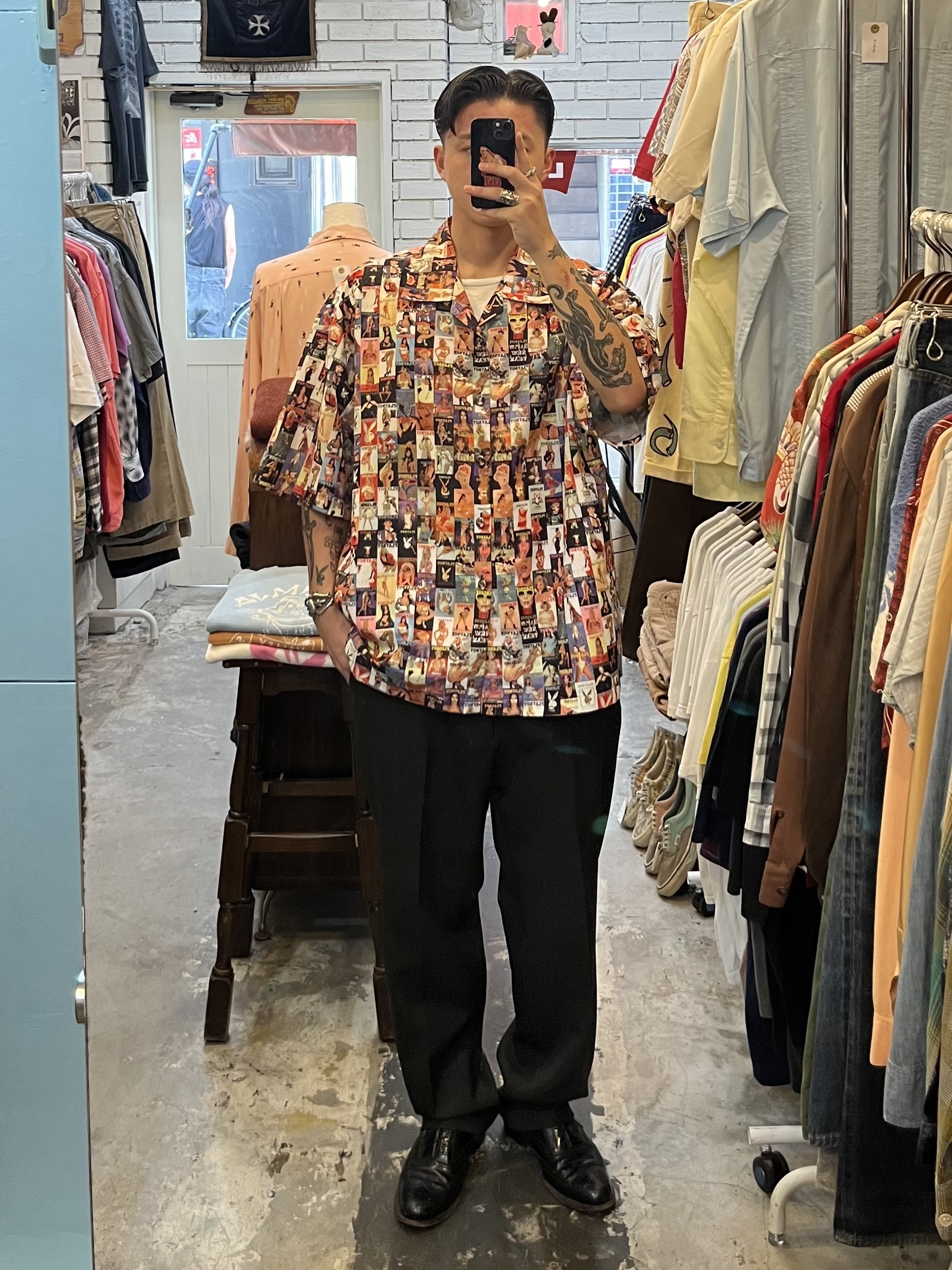90’s PLAY BOY 総柄シャツ XXL の画像 4