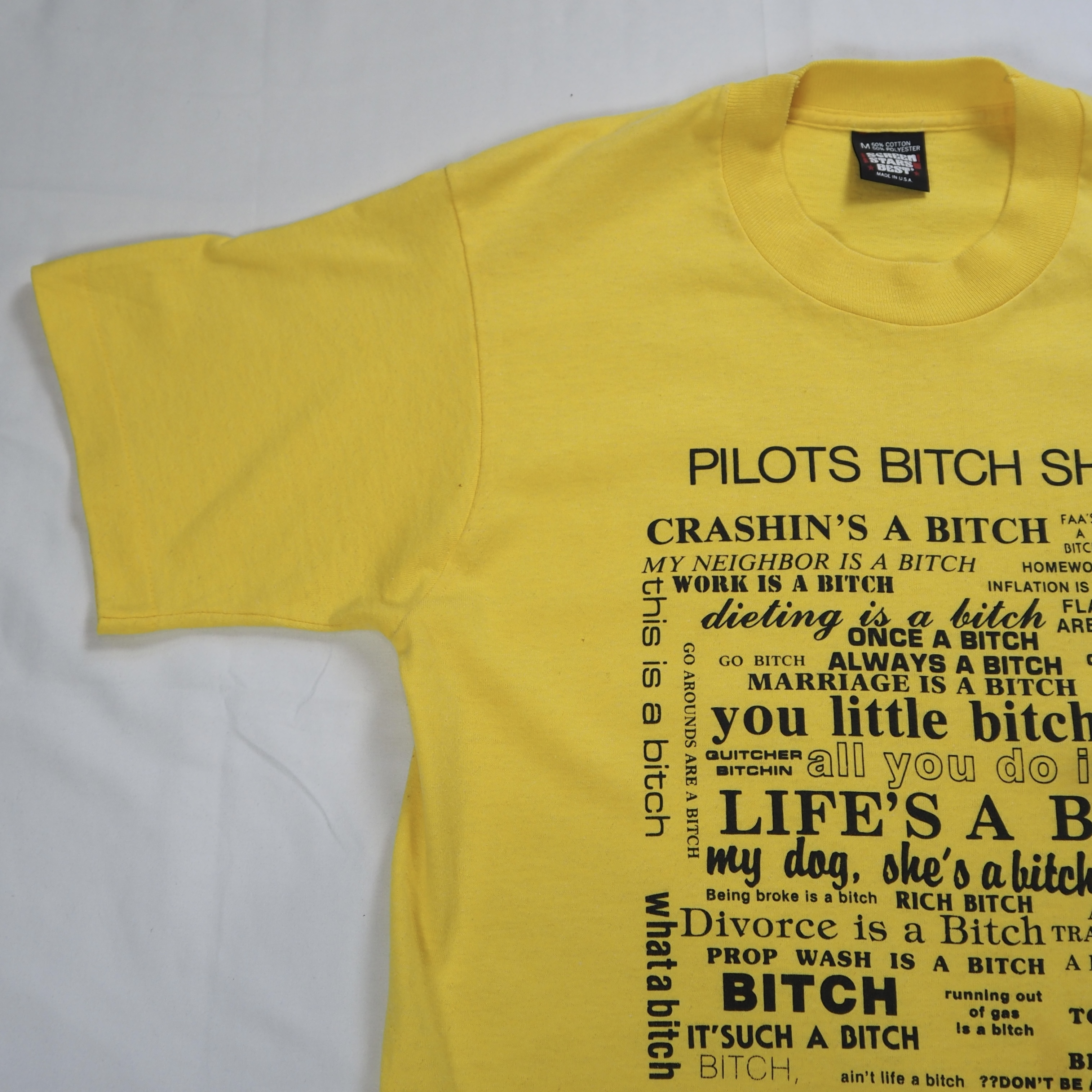90’s スクリーンスターズ ビッチTシャツ イエロー Mサイズ の画像 4