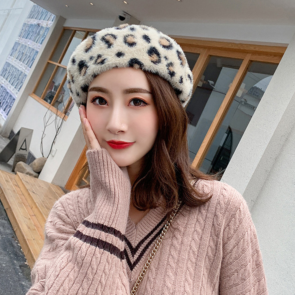 可愛いが溢れ出すレオパ柄ベレー帽 Smile Getters