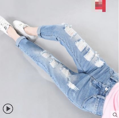 カジュアルクロップドパンツ Bf風 デニム ダメージジーンズ 無地 ベーシック 春夏 レディース 代 30代 女子会 アウトドア 旅行 Dj Freak