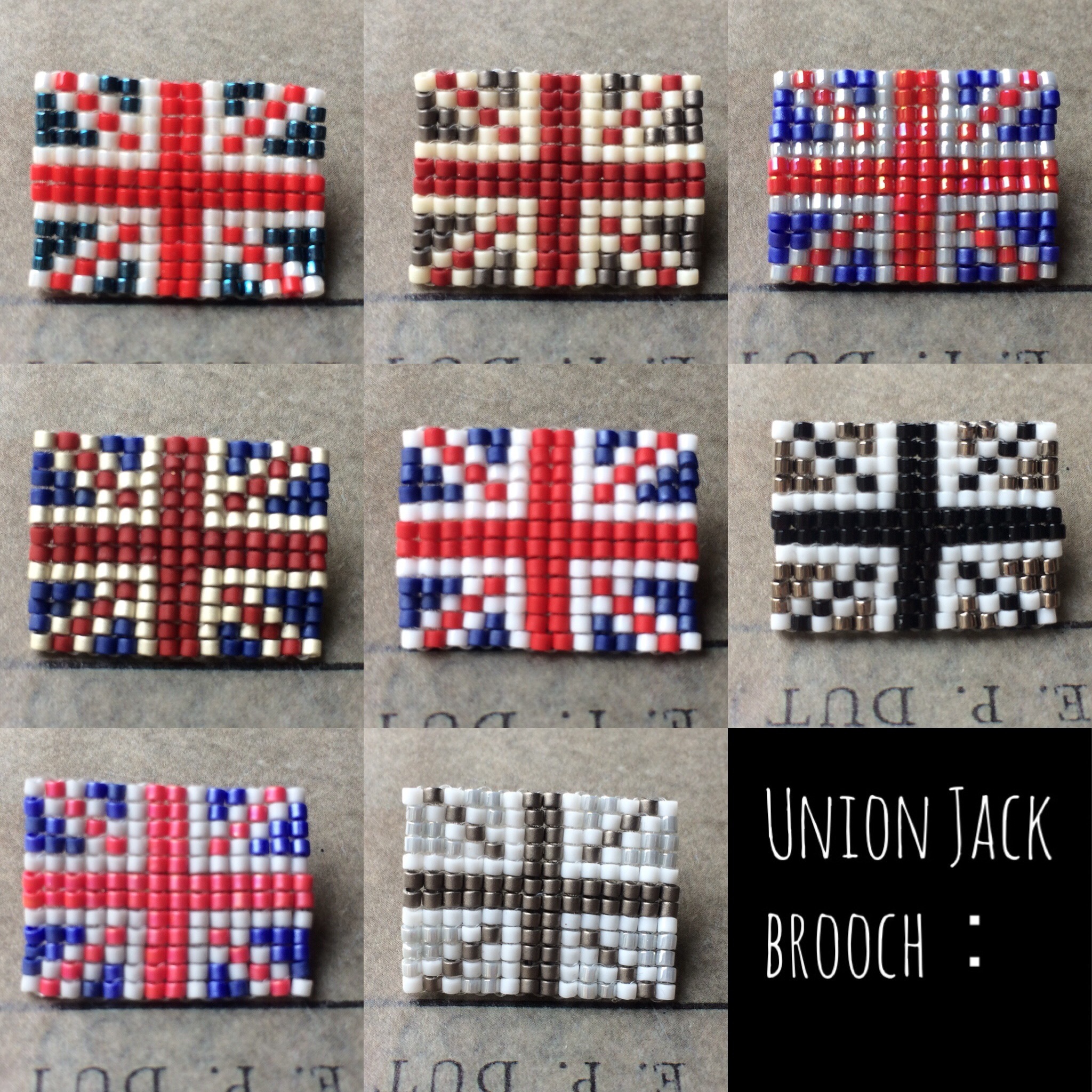 Union Jack ビーズを編み上げたユニオンジャックブローチ ガラスビーズを編み込んだプチ造形ジュエリー Sayu Co サユコ Union Jack ビーズを編み上げたユニオンジャックブローチ ガラスビーズを編み込んだプチ造形ジュエリー Sayu Co サユコ