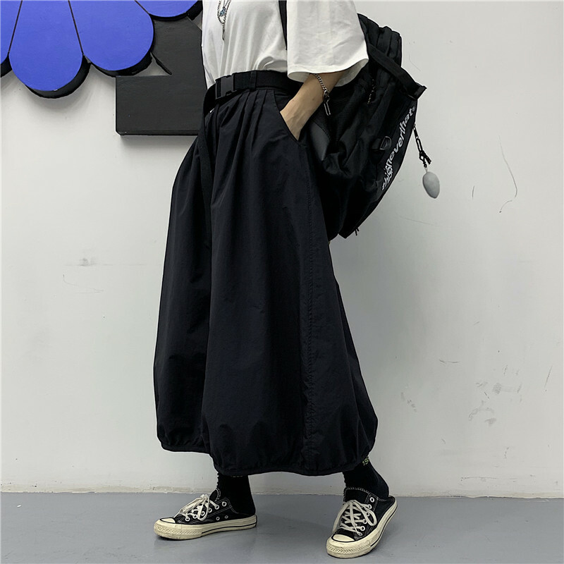 ガウチョパンツ ワイドパンツ カジュアルパンツ ボトムス ズボン レディースファション シンプル 合わせやすい レトロ ウエストゴム ブラック グリーン フリーサイズ
