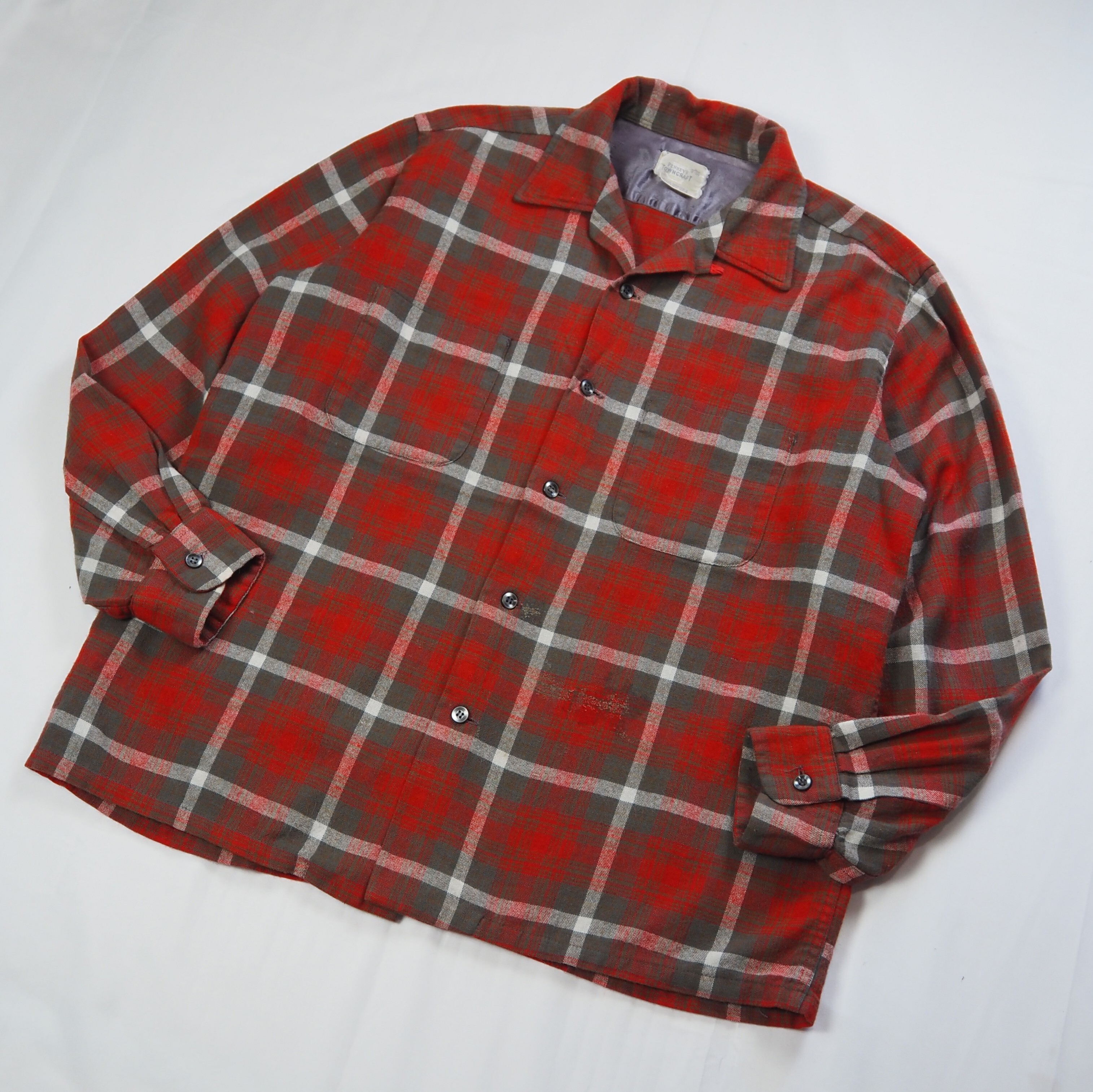 【9/23 20:00入荷】50's Towncraft ウールシャツ レッド×グレー の画像 2