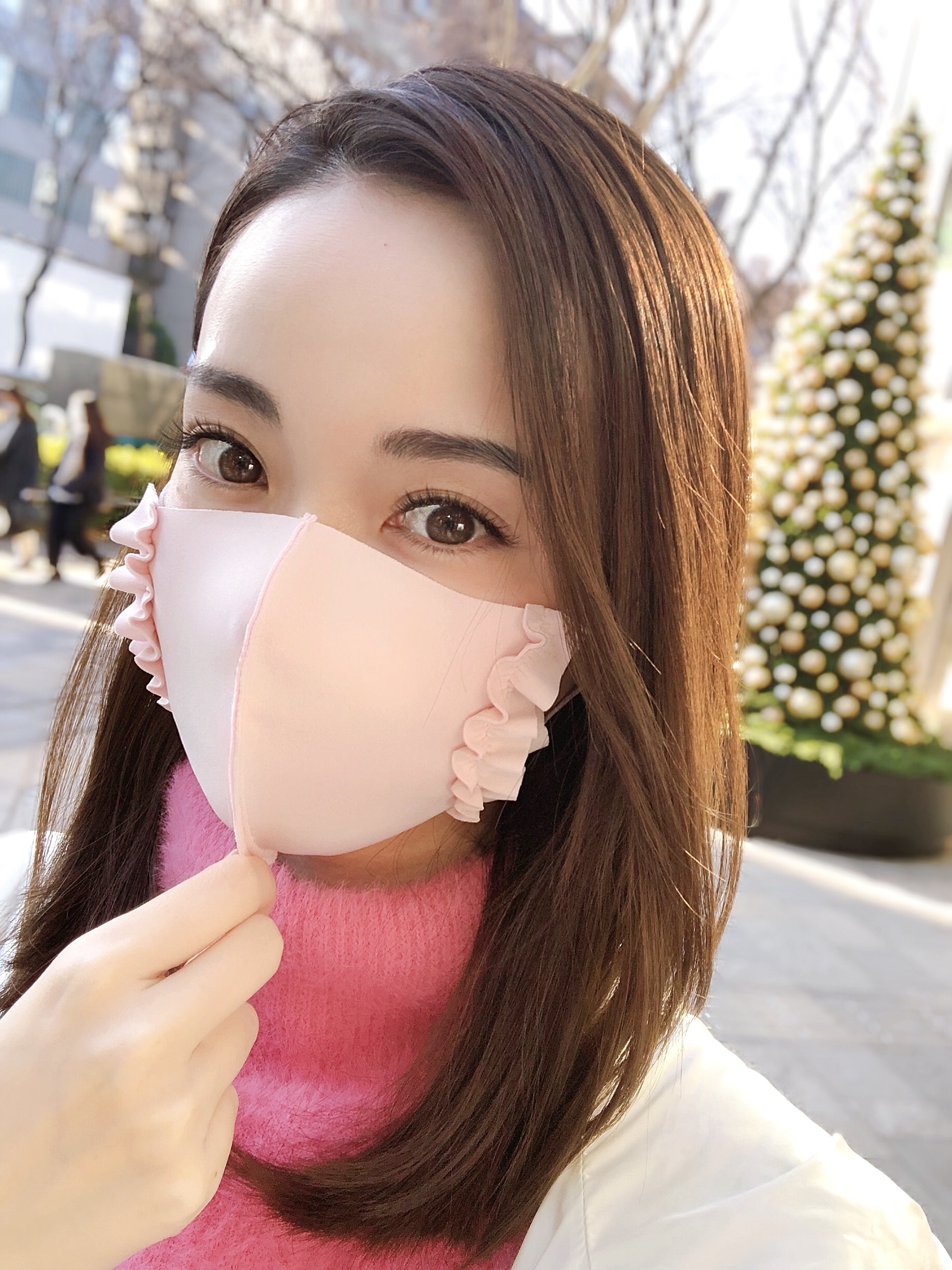 もっちり素材 シンプルフリルマスク ベビーピンク Montresor