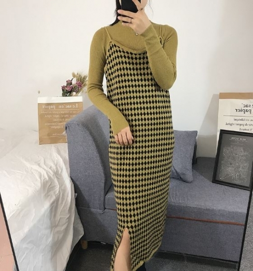 ツーピース レディース ニット セットアップ セーター キャミワンピ