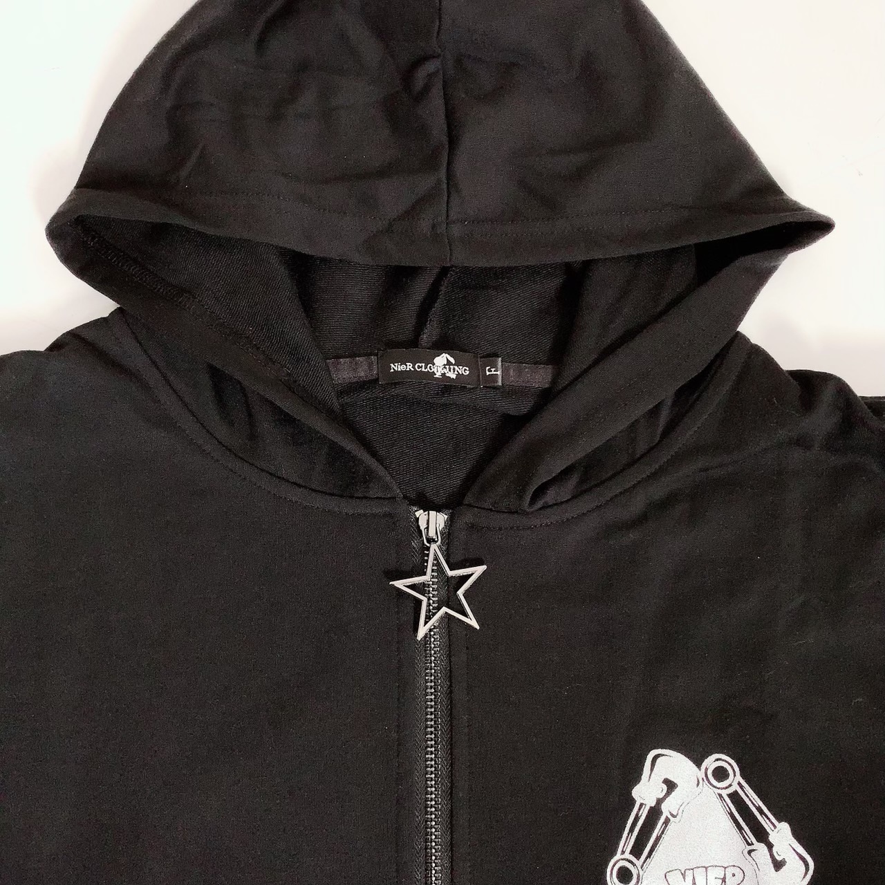 black hoodie silver zipper