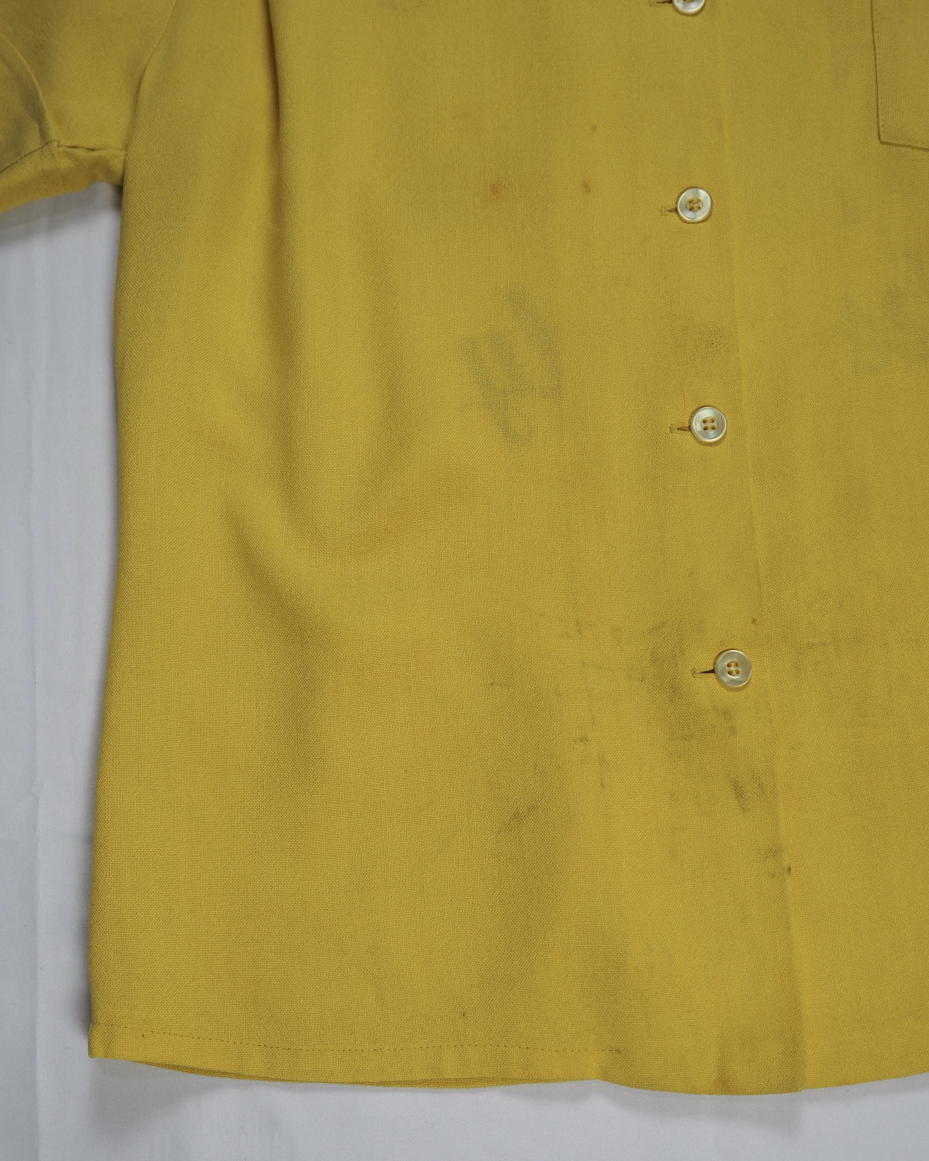 60’s レーヨンボーリングシャツ イエロー×パープル 鹿 の画像 13