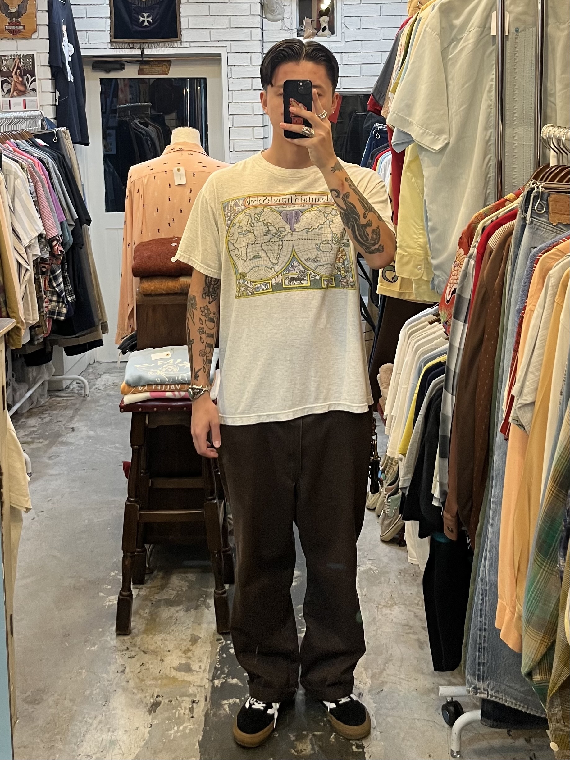 90’s 世界地図Tシャツ グレー アメリカ製 の画像 4