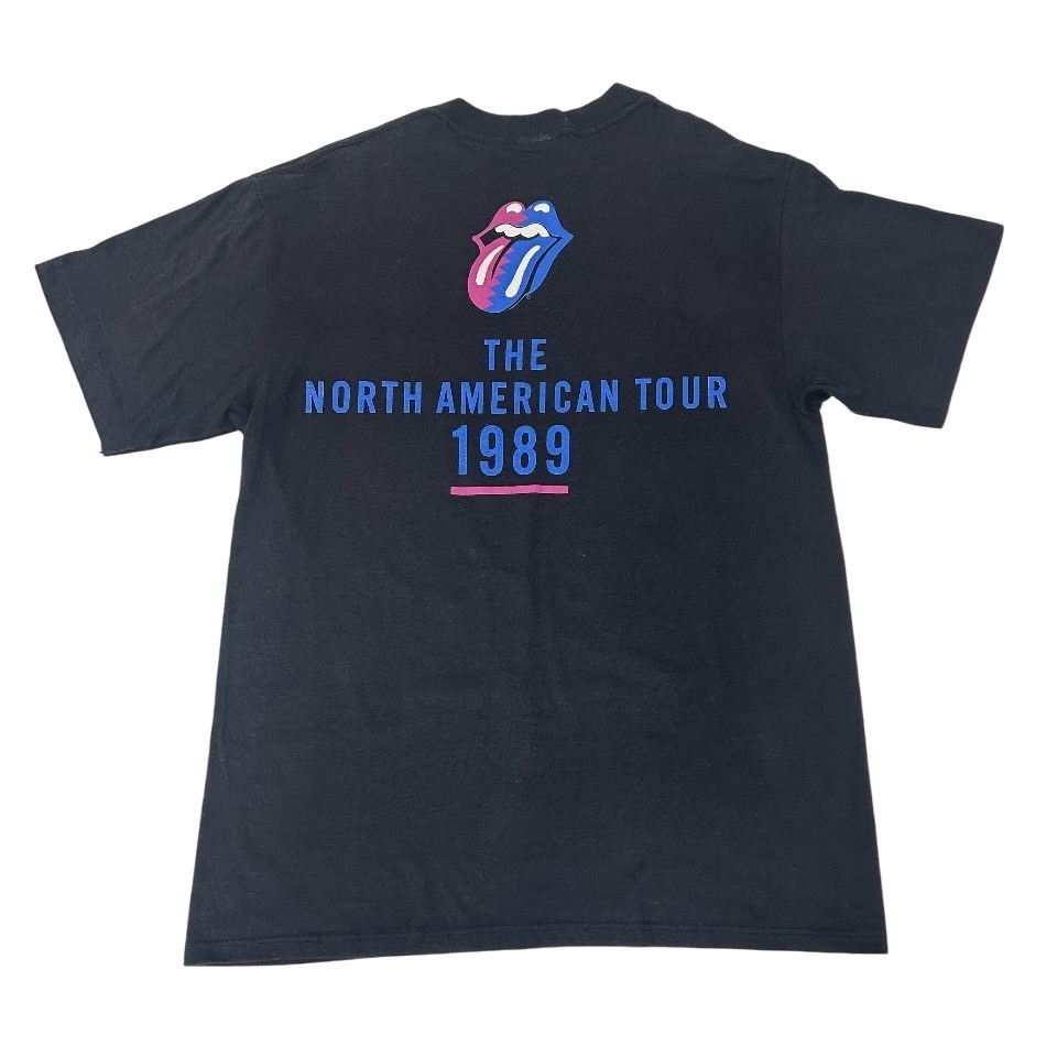 80s Vintage Rolling Stones Steel Wheels Concert T Shirt 1989 Black XL の画像 2