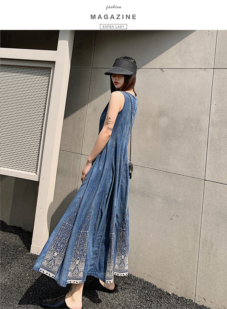 デニムワンピース ロング ワンピース レディース デニム おしゃれ エスニック きれいめ 大きいサイズ Xl 2xl 3xl ラウンドネック ノースリーブ 刺繍 体型カバー 春 夏 秋 大人カジュアル ワンピース コーデ ミモレ丈 フレア ハイウエスト 個性的 アジアン セレブ デニムワンピース ロング ワンピース レディース デニム おしゃれ エスニック きれいめ 大きいサイズ Xl 2xl 3xl ラウンドネック ノースリーブ 刺繍 体型カバー 春 夏 秋 大人カジュアル ワンピース コーデ ミモレ丈 フレア ハイウエスト 個性的 アジアン セレブ