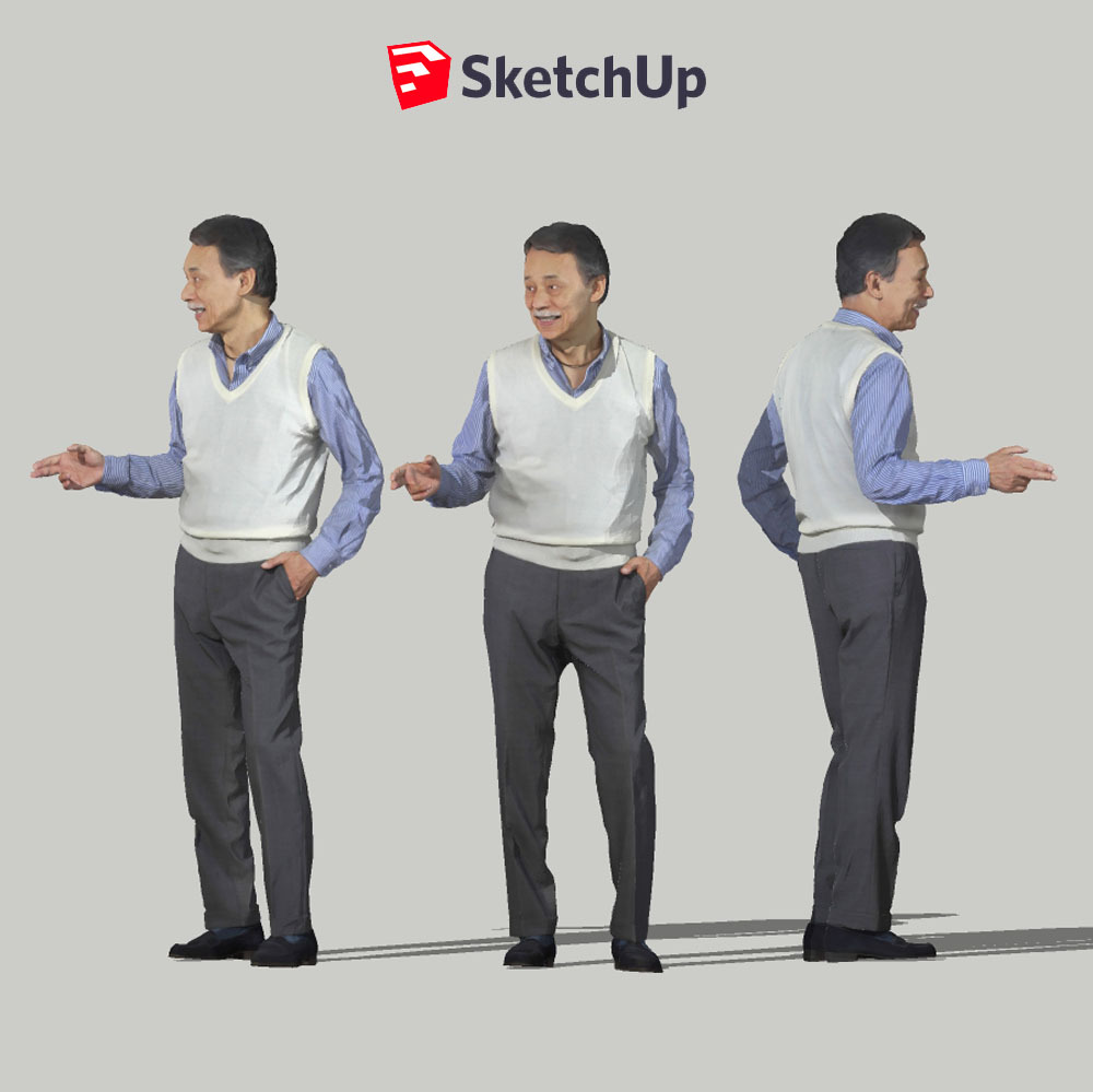 SketchUp素材 3D人物モデル ( Posed ) 049_Ken - 画像1