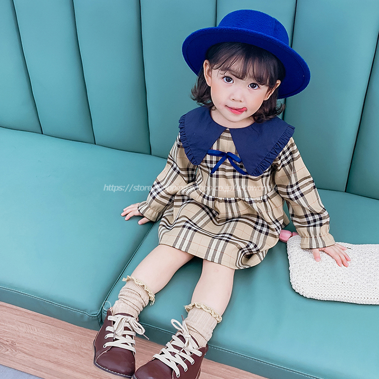 80 1 ワンピース チェック柄 韓国子供服 子供服 女の子 Q Toworld キュートワールド 子供服 メール便は何点でも送料の合計は280円