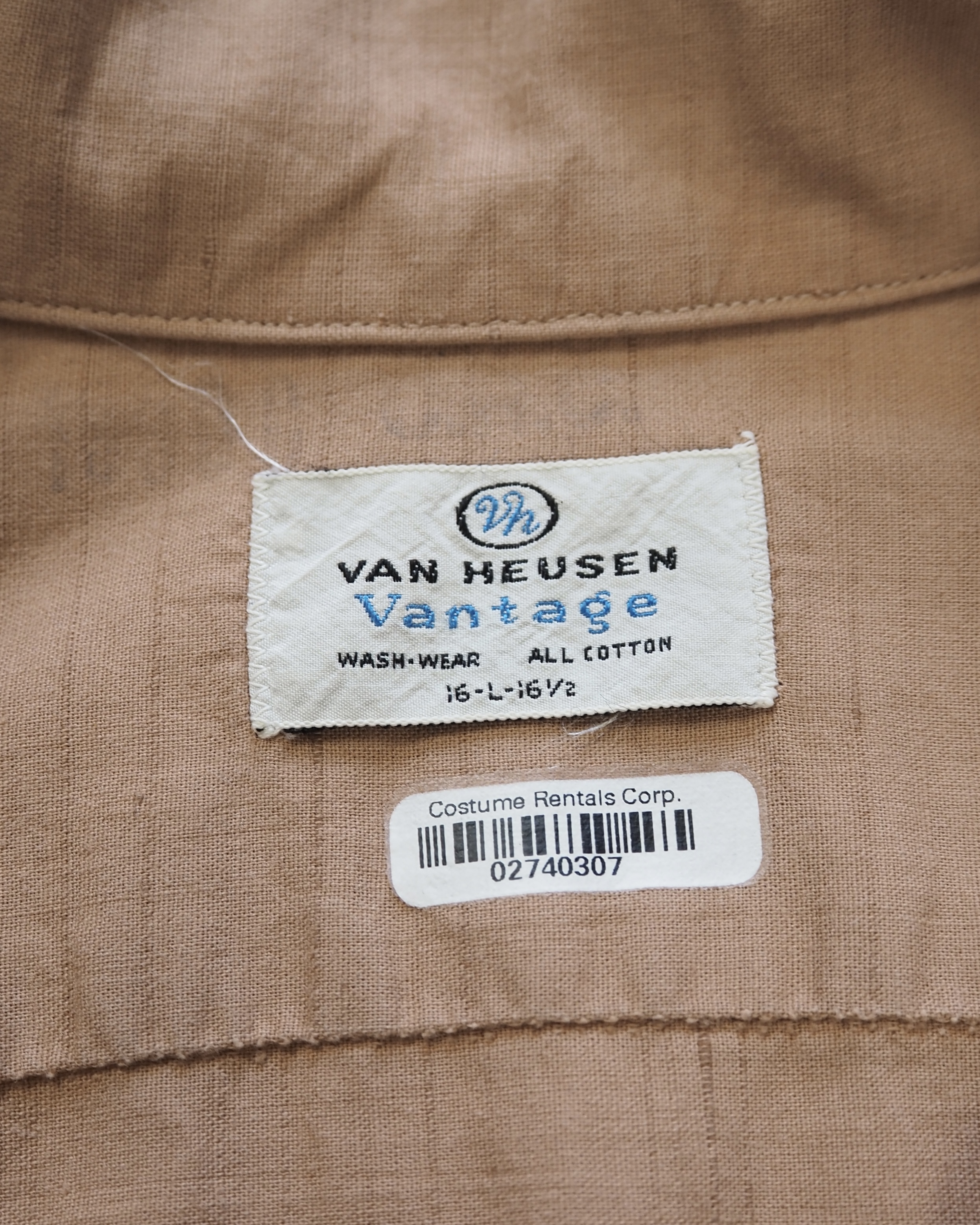 【5/6(水) 20:00入荷】60’s Van Heusen コットンシャツ Lサイズ ブラウン の画像 11