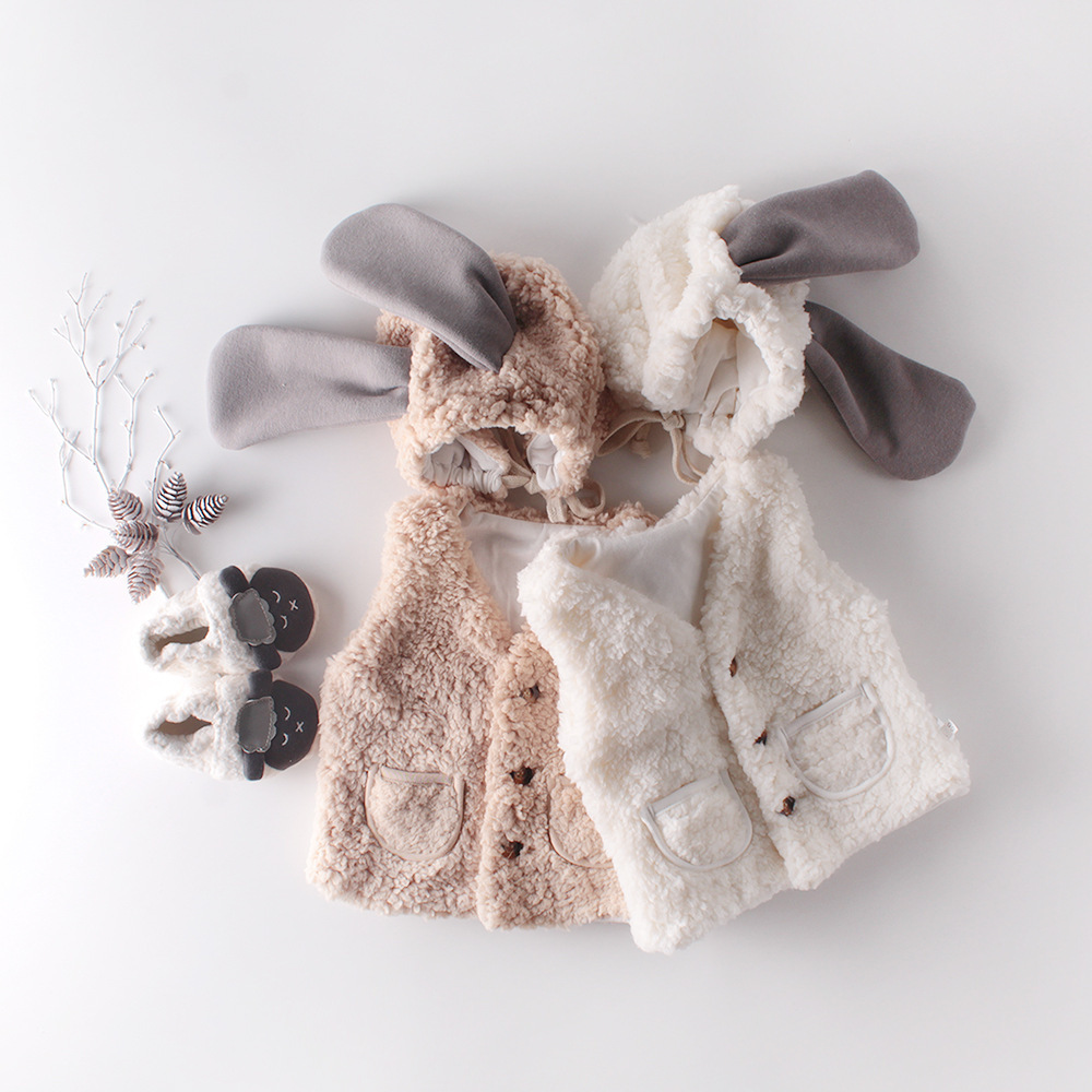 2color もこもこ ボア フード付き ベスト ひつじ 子供 キッズ ベビー服 子供服 男の子 女の子 赤ちゃん D Mona モナ セレクトショップ ベビー キッズ