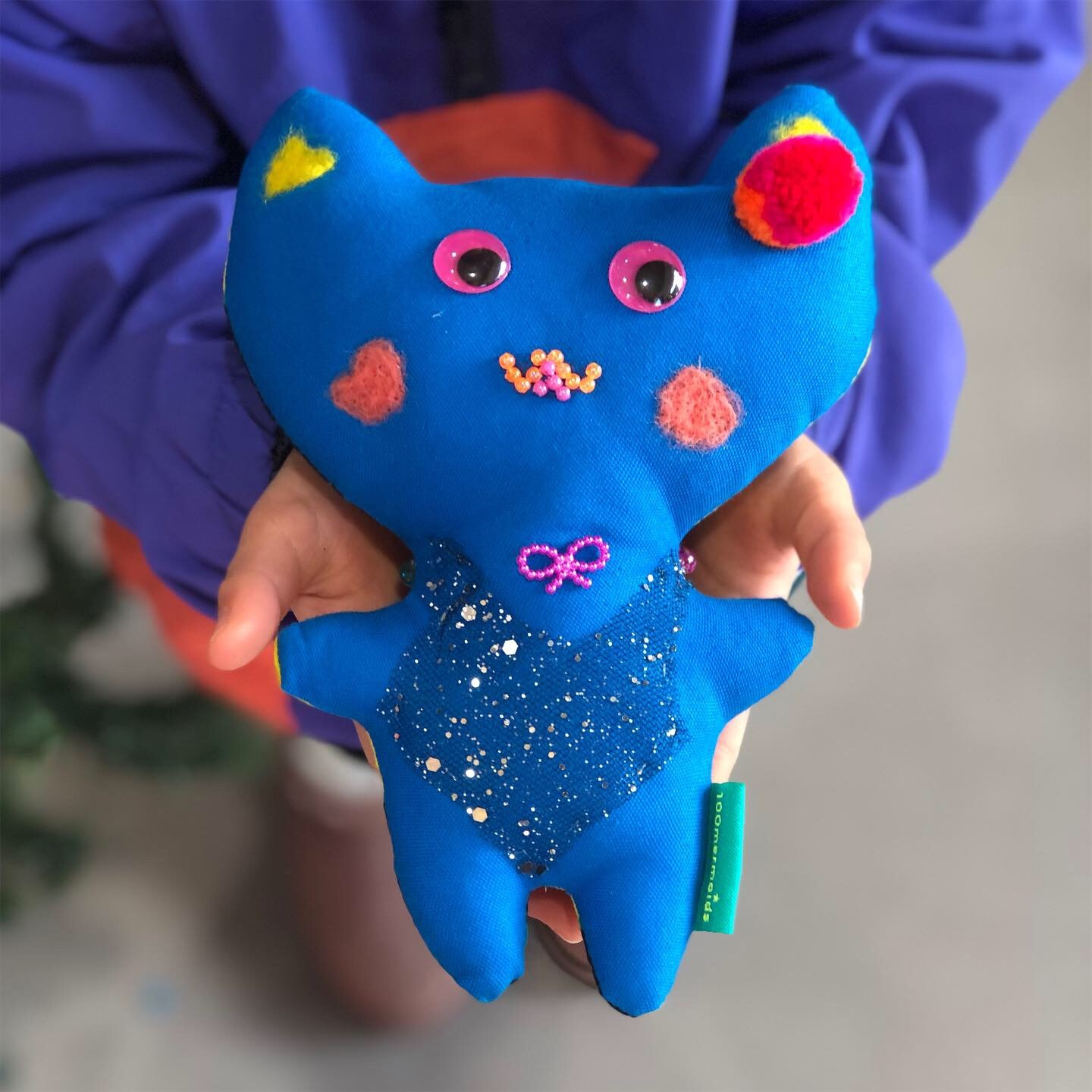 かわいい材料つき ぬいぐるみキット ネコちゃん ラインストーン Stars Clouds