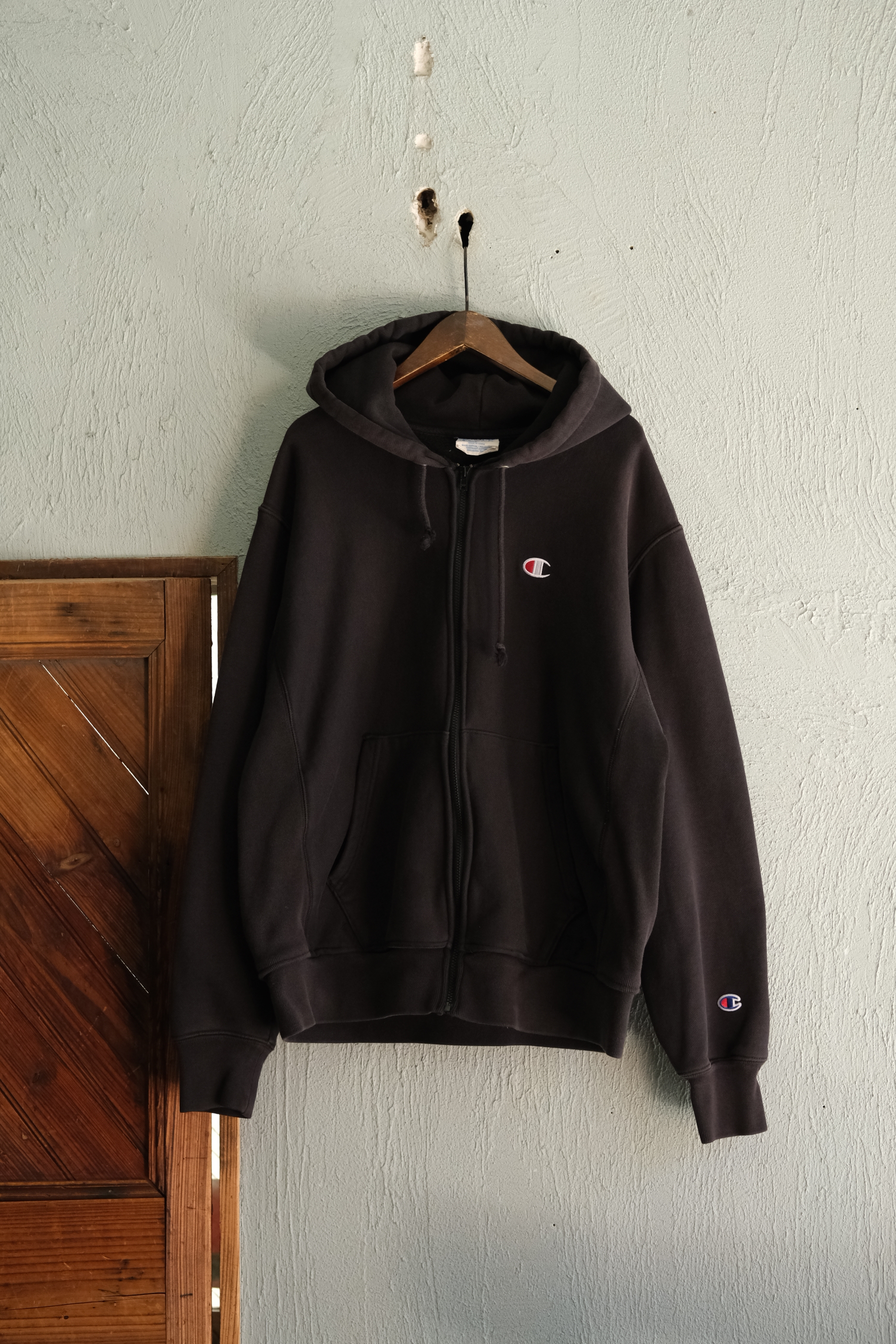 Utah/"Champion" reverse weave type remake zip up hoodie/black