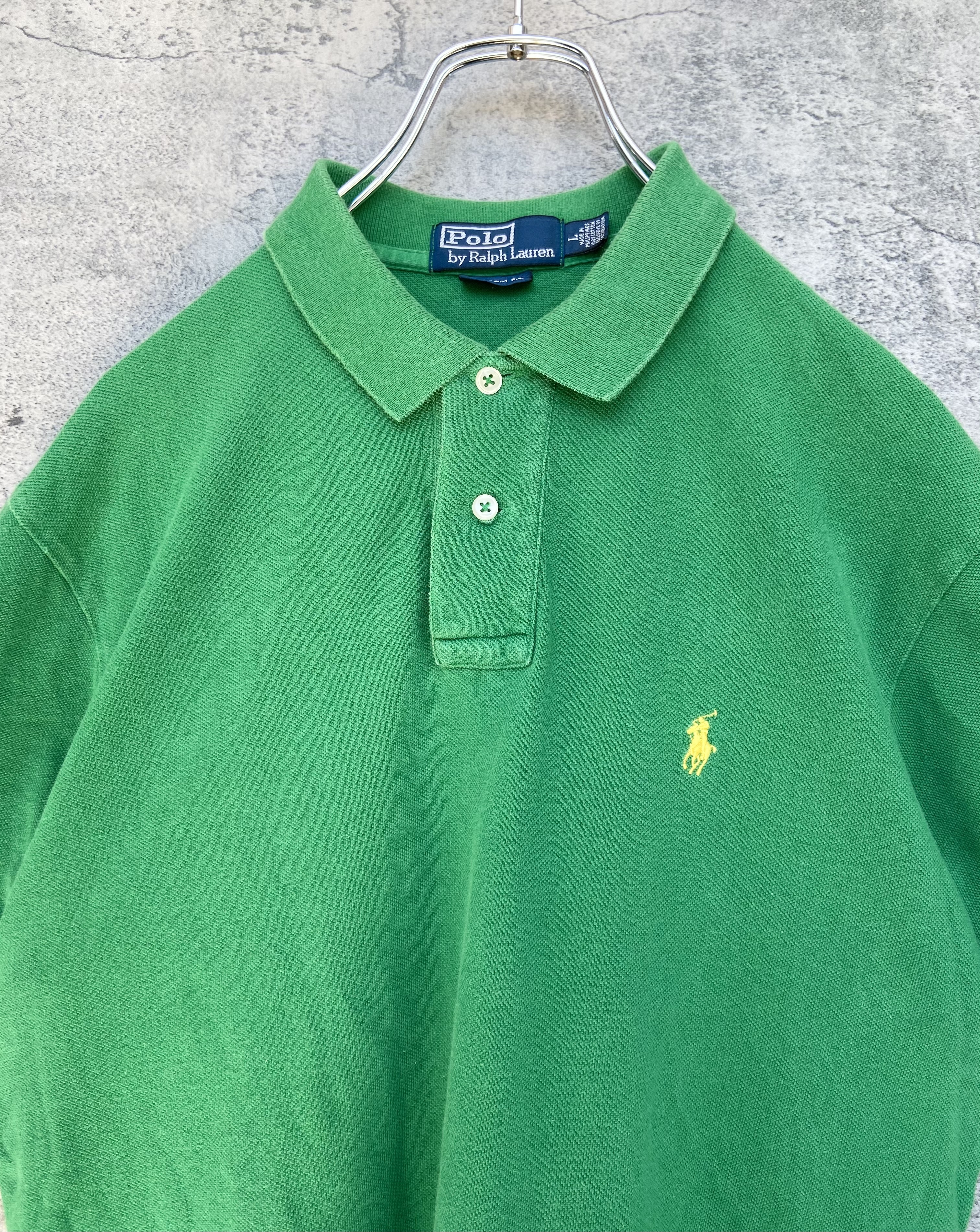 古着 Polo Ralph Lauren ラルフローレン 90s ポロシャツ 緑 らくふる古着 リユース リメイク専門のオンライン古着shop