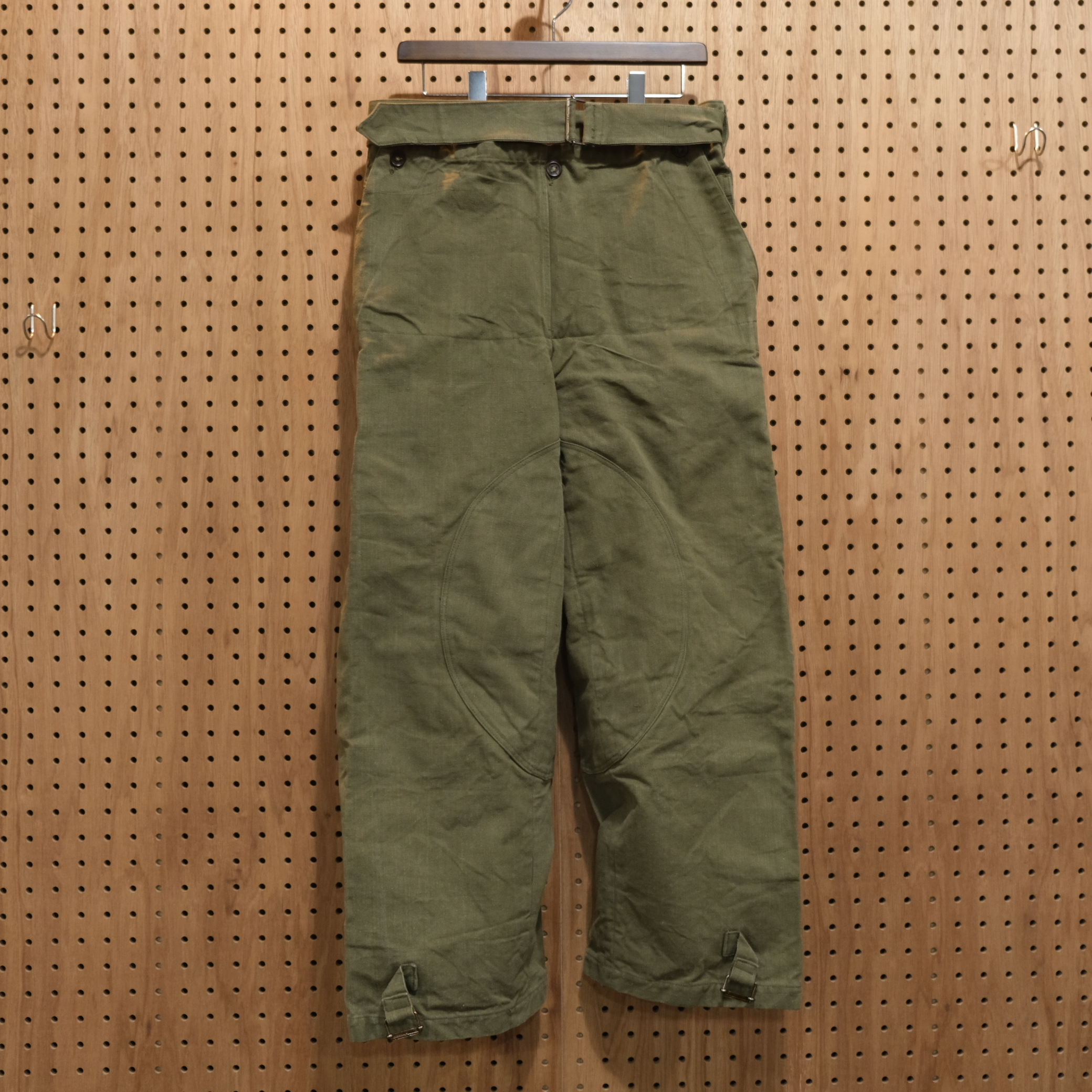 【DEADSTOCK】French Military（フランス軍）40-50's Motorcycle Pants 後期 -Olive