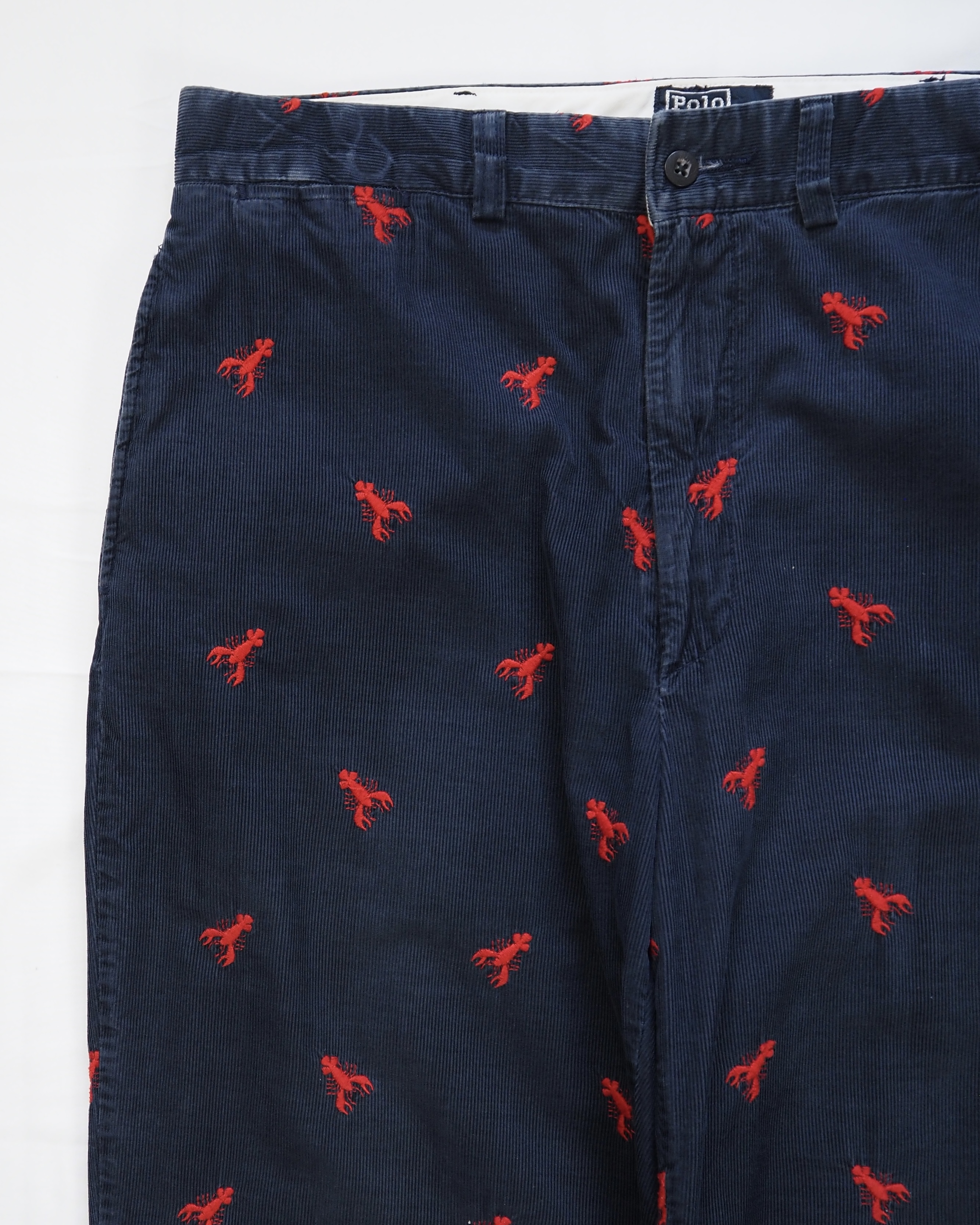 90’s Ralph Lauren コーデュロイパンツ 約33×30 総柄 ロブスター の画像 5